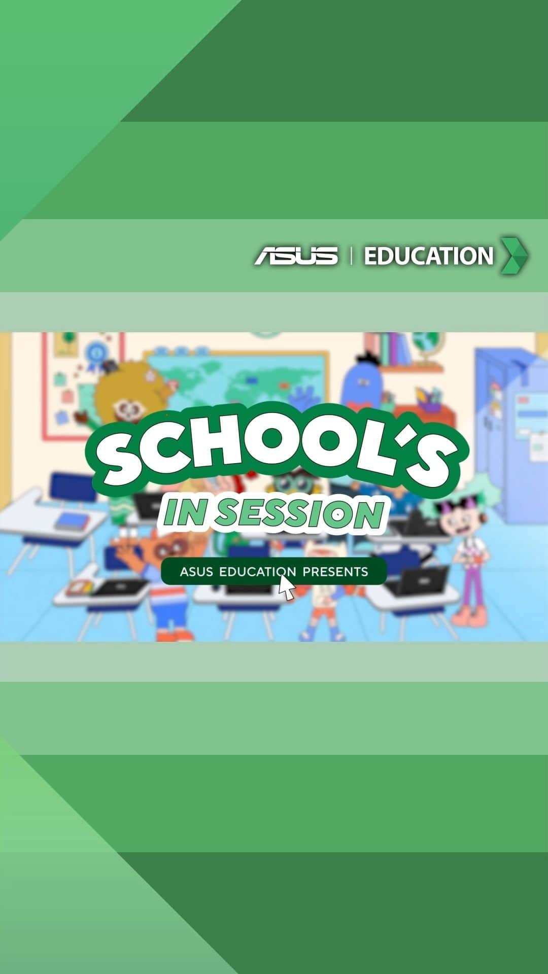 ASUSのインスタグラム：「Goodbye summer, hello school!  The all-new School’s in Session animation series, from ASUS Education, starts next week. Watch our socials for the exciting shenanigans in Episode 1!  #ASUSEducation #SchoolsInSession #ASUS」