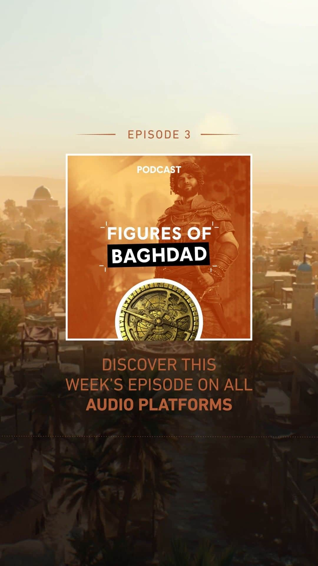 アサシン クリードのインスタグラム：「In the 3rd episode of Figures of Baghdad, discover ibn Ishaq, outspoken student become head of the House of Wisdom. Meet the creator of eye medicine, and one of the most prolific scholars of his time. Click the link in story to listen on all audio platforms #AssassinsCreed」