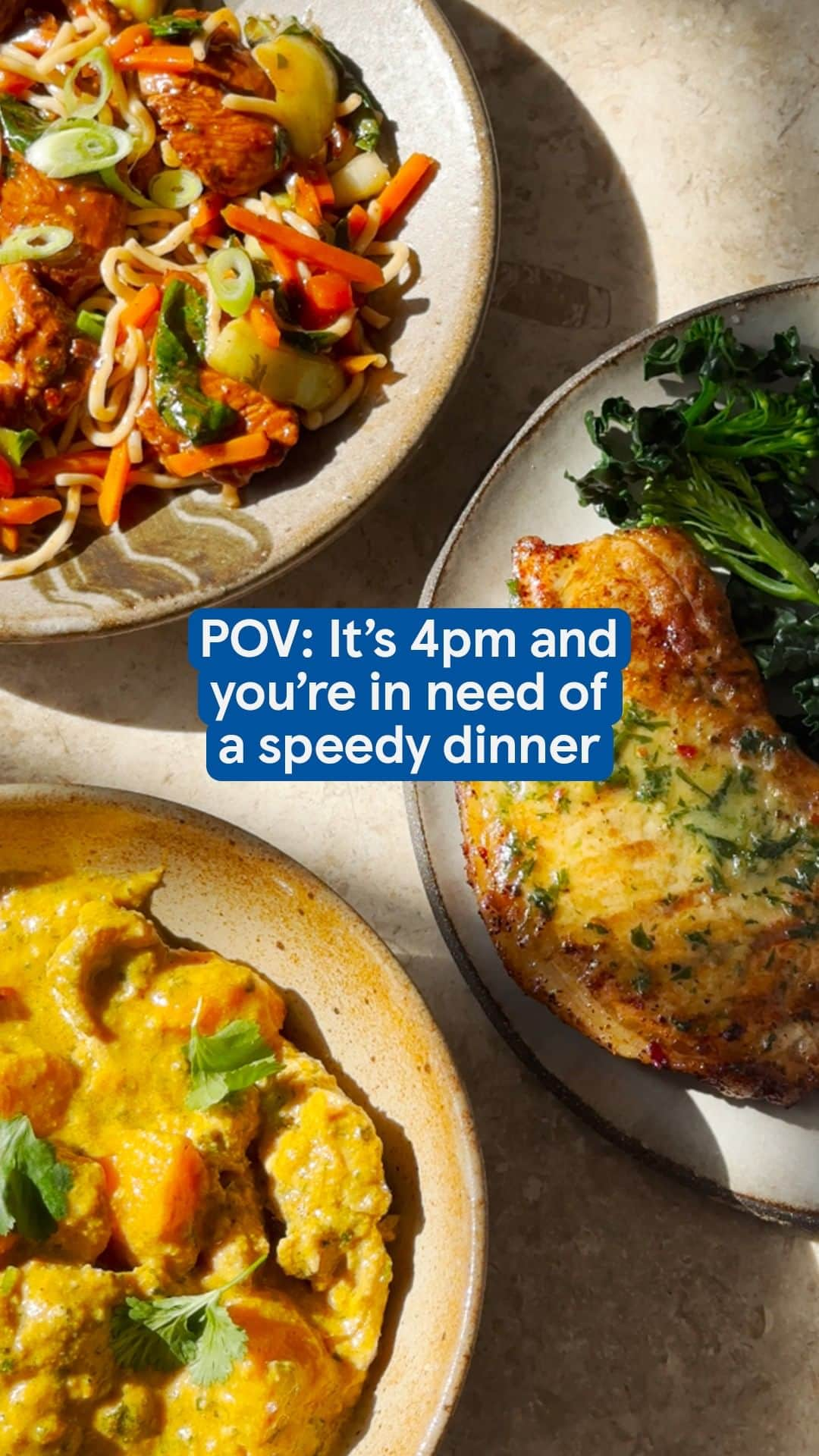 Tesco Food Officialのインスタグラム：「Tick tock, it’s pick-your-dinner o’clock. From pepper-crusted pork chops to fragrant chicken korma traybakes, our new Easy to Cook range is perfect for those nights where you don’t have time to cook from scratch. Which will you try first? Head to the link in bio to explore the range.」