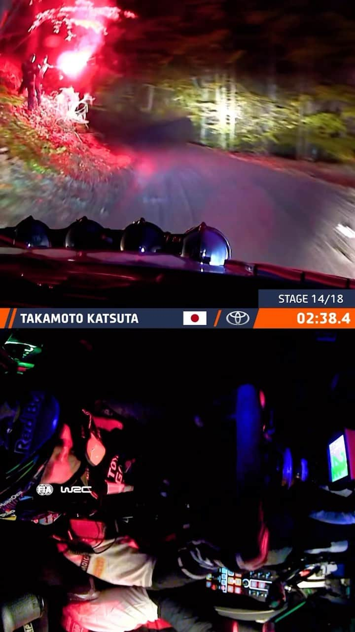 勝田貴元のインスタグラム：「Ride onboard with @takamotokatsuta & @aaronjohnston_2 on Saturday’s final stage as they blast to the third-quickest time - the fastest crew on a cross pattern of slick tyres and wet tyres! 👏 Full version on YouTube now! #WRCRallyOnboard」