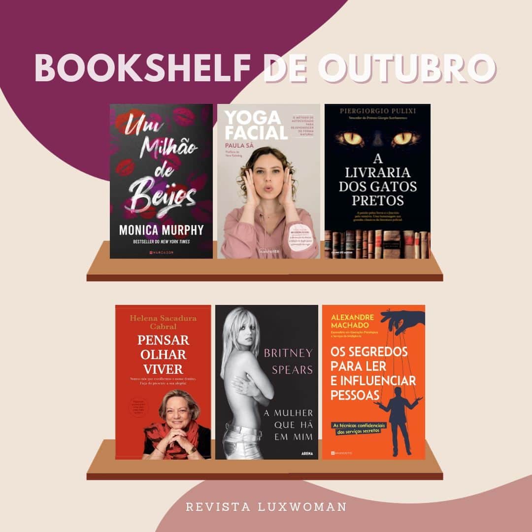 Margarida Corceiroのインスタグラム：「Despedimo-nos ontem do mês que tem a noite mais assustadora do ano, daquele que trouxe a chuva e as tardes no sofá de copo a fumegar na mão. No que aos livros diz respeito, outubro trouxe às bancas o tão revelador livro de memórias de Britney Spears, “A Mulher que Há em Mim”, mais uma história da autora bestseller Monica Murphy, “Um Milhão de Beijos”, e mais de 40 exercícios compilados no livro “Yoga Facial” de Paula Sá.   Desde romances a livros práticos, reunimos nove que chegaram às bancas este mês em luxwoman.pt 📚  #luxwoman #bookshelf #outubro #livros」