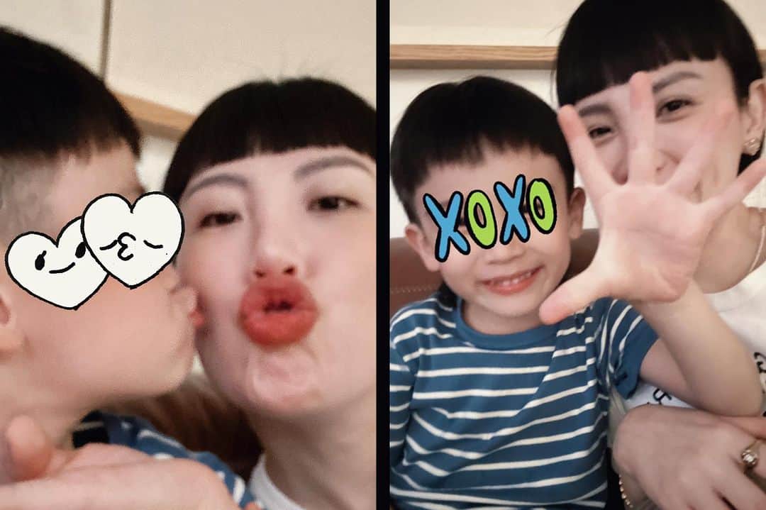ウェイ・ルーシュエンのインスタグラム：「從你出生的那一刻我才開始接受自己是媽媽，專屬你的媽媽，我不知道正確的「媽媽」應該是怎麼樣的，但我知道要把你照顧好，把我所有的一切都與你分享，在你之前我養的是貓，我一樣是在網路上找資料看別人怎麼養，還有看書和聽別人說，一開始的時候你真的像一個寵物，我把照顧貓咪的經驗都用在你身上了，但是照顧你，更細心也更加倍。  怕你的頭睡扁，就輪流調整今天睡左邊，明天睡右邊，我買了超級多枕頭，結果你習慣趴睡；我每天晚上要起來一百次，除了餵母奶還要檢查你還有沒有呼吸；有人說嬰兒不能哭了就抱，但我都捨不得你哭，我也捨不得你很快就長大，所以我能抱就抱，每天都一直抱著一直背著；從你睡過夜到會翻身再長出牙齒；吃副食品和會爬行；學怎麼走路和說出一句完整的話；每次去幼稚園都會哭，哭到小班還在哭，到現在起床會和我說好喜歡去學校；會唱歌給我聽、會和我說心事、會因為想念某個朋友流眼淚，看你哭我也跟著哭；我假裝走路回家的時候迷路了，你會緊緊牽著我的手，問我要不要去警察局找警察幫忙，我跟著你走啊走，在你找到路之後，我又假裝不相信你，你很肯定的拉著我要往對的方向走去的時候，我心裡也很確定你是個懂得照顧自己和照顧別人的人。  每一個階段都有挑戰，怎麼可能簡略幾句話就把成長的過程帶過了，這些日復一日的陪伴，都是非常有重量的愛，而且越來越愛。  謝謝你教我怎麼當你的「媽媽」，雖然我還是覺得媽媽只是一個稱謂而已，我的發脾氣被你看穿是裝出來的，我有時候說話大聲你也知道是因為緊張和擔心， 因為你的存在，我的某一部分好像也再一次變成小孩。  媽媽會努力的，為了實現我們的願望努力！  謝謝每一個對我們好的人，謝謝你們的照顧和疼愛，路易5歲了！生日快樂！」
