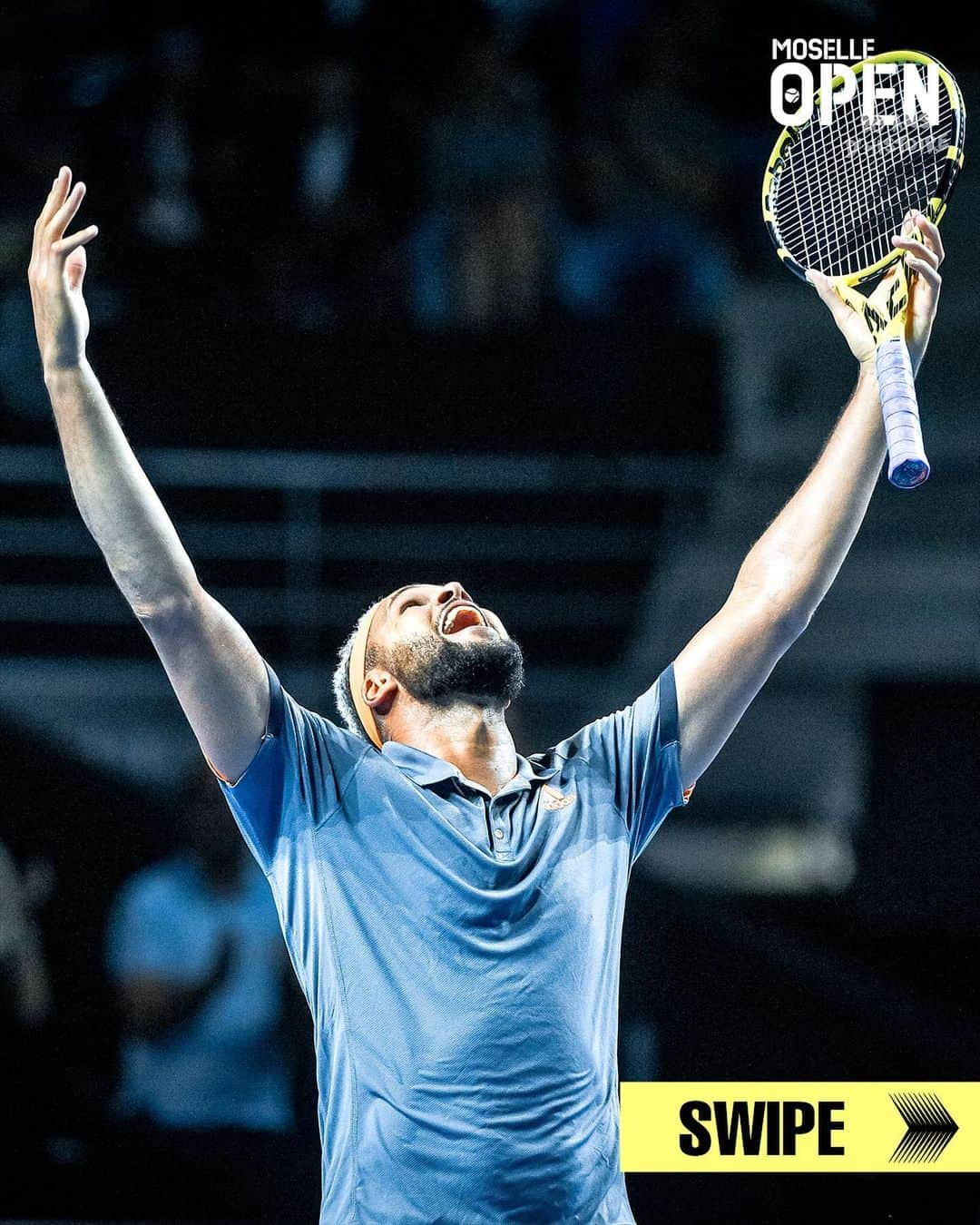 ジョー＝ウィルフリード・ツォンガのインスタグラム：「🏆 Relive the match point that allowed the French tennis player to win his fourth title in Metz, his last one in career 🔙   2️⃣0️⃣1️⃣9️⃣ @tsongaofficiel 🇫🇷 v. @aljazbedene 🇸🇮 (6/7 7/6 6/3)  🎥 @tennistv」