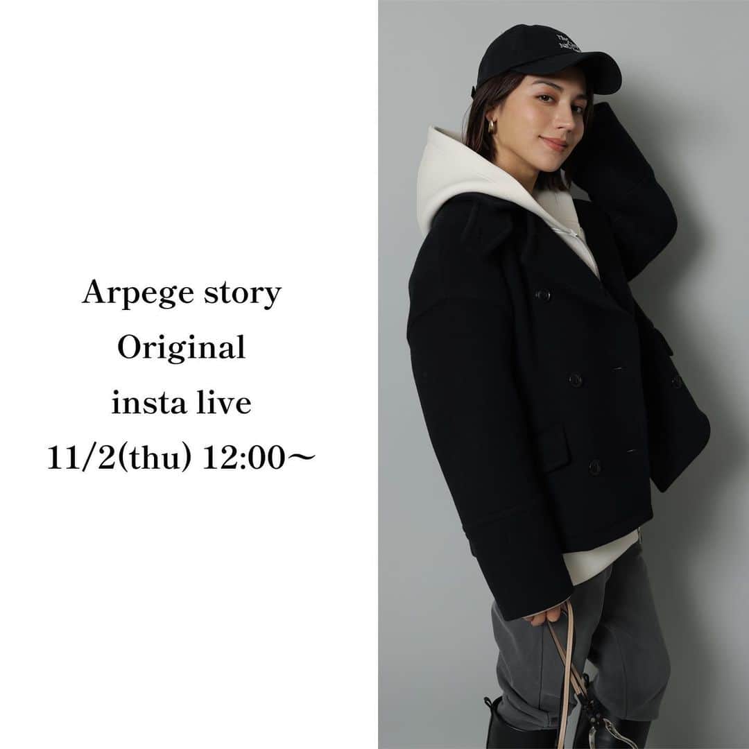 のインスタグラム：「■INSTA LIVE告知■ 11/2(木) 12:00〜START ⁡ Arpege story Originalと 高橋志津奈さんコラボのコートをご紹介します🛒 ぜひCHECKしてみてください！ ⁡ ※こちらのフィード投稿は削除する可能性がございます。 ご了承くださいませ。　　 ⁡ ——————————————— #arpegestory  #apuweiserriche  #jusglitty  #rirandture  #mystrada  #caduné  #arpegestoryoriginal  #instalıve  #アルページュストーリー  #ファッションの力を信じよう」