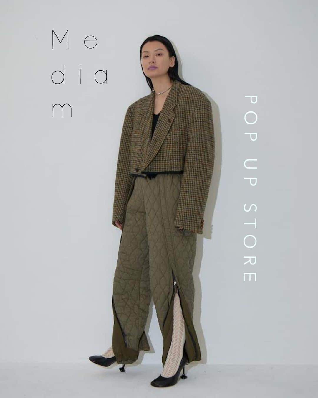 nao_nakabaのインスタグラム：「⁡ ⁡ 【 Mediam  POP UP STORE 】 ⁡ 今回は表参道で開催です！ ⁡ 日時 :  11/3(金) 13:30 - 19:00(最終入場18:30) 11/4(土) 11:00 - 18:00(最終入場17:30) ⁡ ⁡ たくさんリクエストを頂いていた、 ヴィンテージや古着をMediamの解釈でリメイクした"Mediam CONNECT" ライン。 ハリスツイードのJKをリメイクした ショートジャケット・ラップスカートもご用意しています♡ オーバーサイズから、コンパクトなタイプまで、サイズ感も柄も様々集めたので、ぜひお気に入りの1着を見つけに来てください！ “ Mediam CONNECT " ラインのアイテムは全て1点ものになり、それぞれのニュアンスも違います。ぜひ、直接手に取りご試着頂ける この機会をお見逃しなく。 ※POP UP STORE のみの展開となります。 ⁡ オンラインで完売している23AW Collection や Bleached Long Tee もご用意しています！ ⁡ 場所 :  東京都港区北青山3-9-1 OMOTESANDO 391 ビル 2F ⁡ ※ 表参道駅A1出口から徒歩1分  1FにUNITED NUDEが入ったガラスのビルの 2階になります。 ⁡ ・ご来店の際は、マイバッグのご用意をお願い致します。 ・クレジットカード各種ご利用頂けます。 ⁡ ⁡ ⁡」