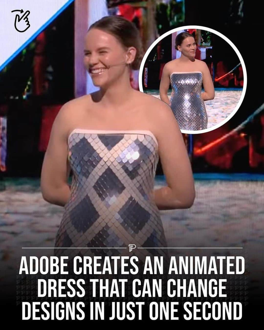 ブリジット・モイナハンのインスタグラム：「Now this….is amazing! #repost • @pubity Adobe introduced Project Primrose, an interactive dress that can dynamically alter its design and style, shifting and animating in a second. 👗  - #adobe #tech #technology #dress #pubity」