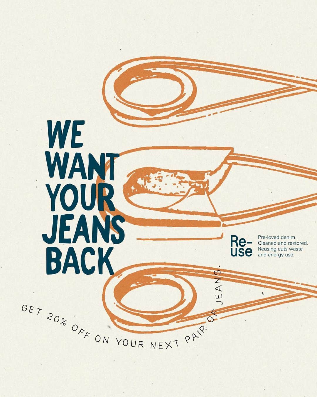 ヌーディージーンズのインスタグラム：「We're on the hunt for more one-of-a-kind jeans! Trade in your well-loved jeans for 20% off a fresh pair! 💚👖  #NudieJeans #CreateTomorrowsVintage」