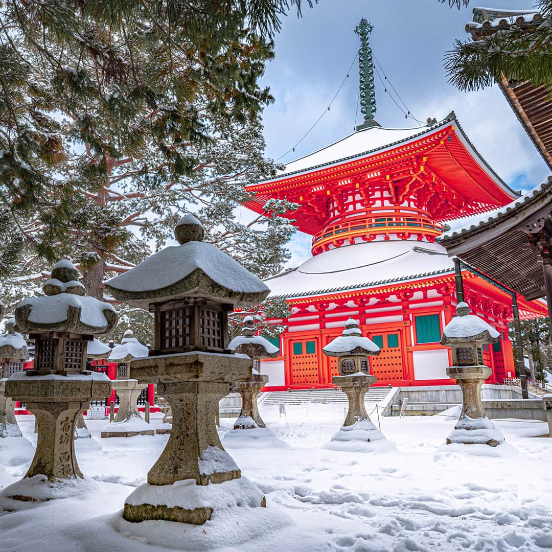 AIR CANADAのインスタグラム：「Like that first moment at the foot of Mount Fuji, winter in Japan is pure joy. Say Konnichiwa this season to magical forests, sublime hot springs, soothing soup, and illuminated nights. 🇯🇵 has it all! . . Tout comme le moment où on pose son premier regard sur le mont Fuji, l’hiver au Japon est féérique. Cette saison, dites Konnichiwa aux forêts enneigées, aux sources thermales sublimes, aux soupes réconfortantes et aux nuits illuminées. Le 🇯🇵 a tout pour plaire!」