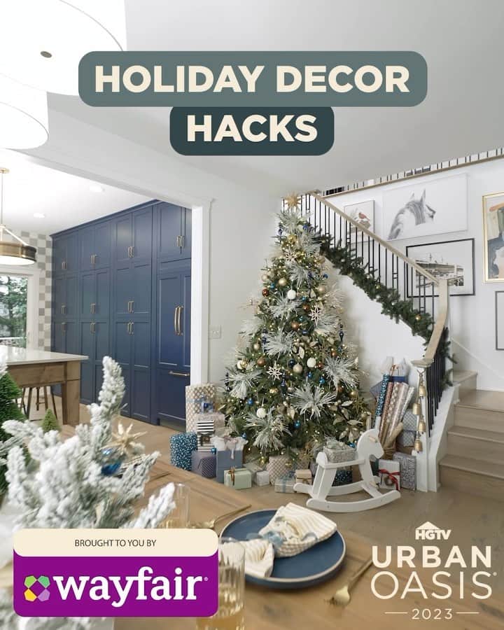 HGTVのインスタグラム：「If you’re reading this: It’s time to start planning your holiday decor!🎄 Get a seasonal head start with stylish finds, tree-trimming tips and more from HGTV Urban Oasis 2023 and @wayfair ✨」