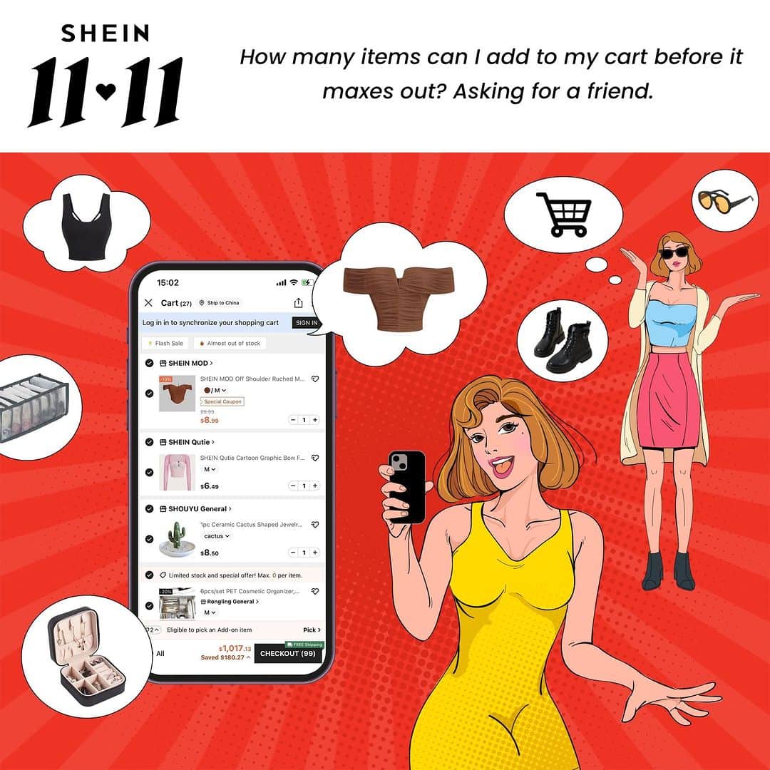 SHEINのインスタグラム：「Self-control can wait, we're having a self-care moment 😏🛍️✨  🔗:https://shein.shop/va7v933  #SHEINGoodFinds #SHEIN1111sale」
