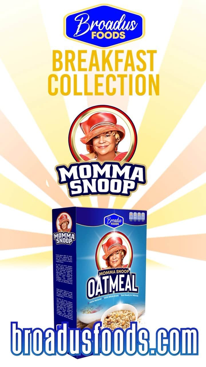 スヌープ・ドッグのインスタグラム：「Broadus Foods is a family brand, Momma Snoop Oatmeal is changing the game. 3 flavors, Maple & Brown Sugar, Apple Cinnamon and Original. @masterp and I are taking over the breakfast industry. @post_cereals」