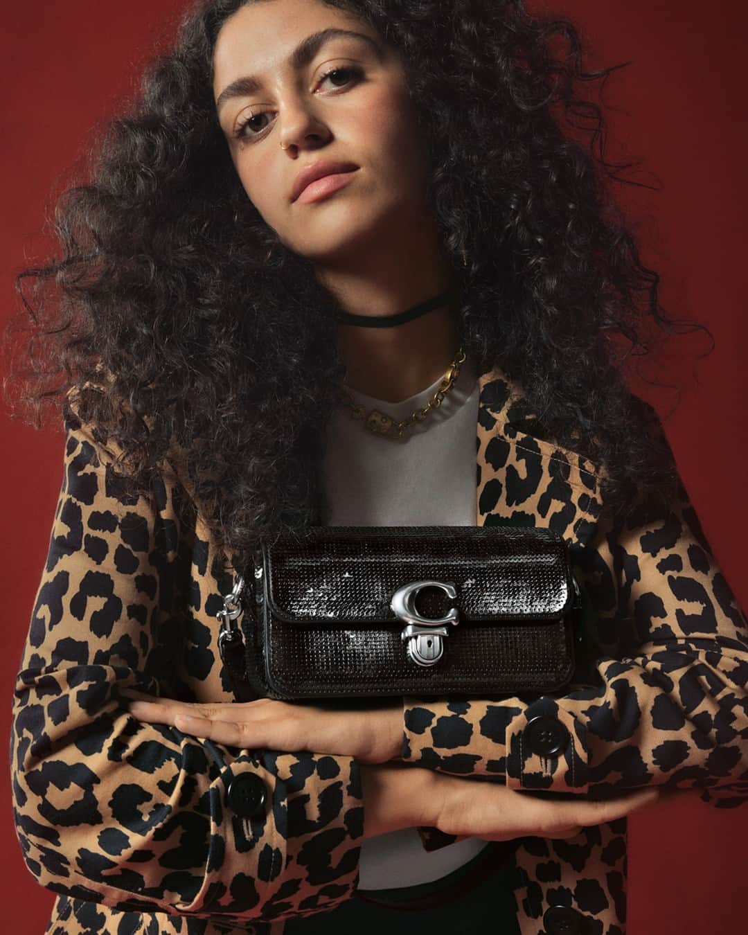 のインスタグラム：「One way to shine during the holidays? Find yourself a bag with some extra sparkle. ✨  Our #CoachHoliday story celebrates the gifts that give us the confidence to be ourselves.   Photographer: @chantalaanderson Stylist: @heidibivens Hair: @adammarkarian Makeup: @therealistdotti  #WearYourShine #CoachNY」