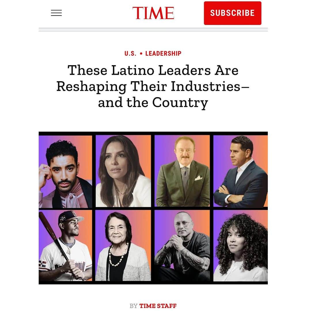 エヴァ・ロンゴリアのインスタグラム：「Thank you @time for including me among other Latino leaders and visionaries ⭐️ Constantly inspired and motivated to keep doing the work 💪🏽」