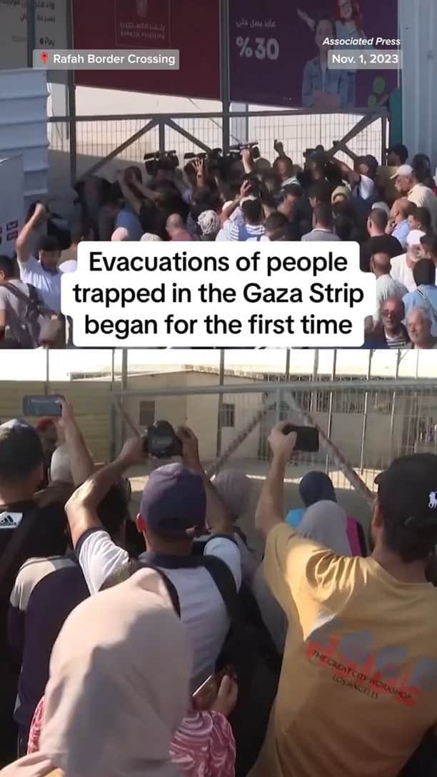 NBC Newsのインスタグラム：「Foreign passport-holders and critically injured residents were able to enter Egypt through the Rafah border crossing for the first time since Israel imposed a siege on the Gaza Strip.」