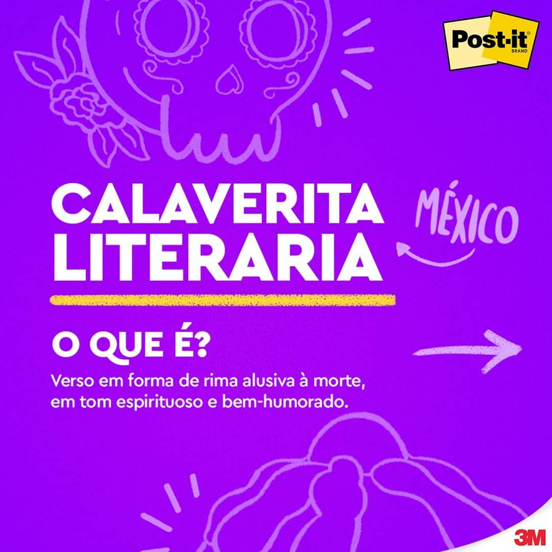 Post-it Brasilのインスタグラム：「Conte para gente nos comentários se conhece a tradição de Dia dos Mortos e se gostaria de celebrá-la como fazem os mexicanos. #Criatividade #DíaDeMuertos #LiberteSuasIdeias #NotasAdesivas」