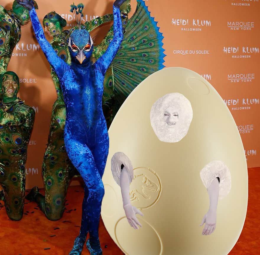 のインスタグラム：「We are honored that @tomkaulitz dressed up as our Super Chewer dino egg and graced the iconic Heidi Klum Halloween party carpet last night 🫶🎃 we're truly touched 🥹」