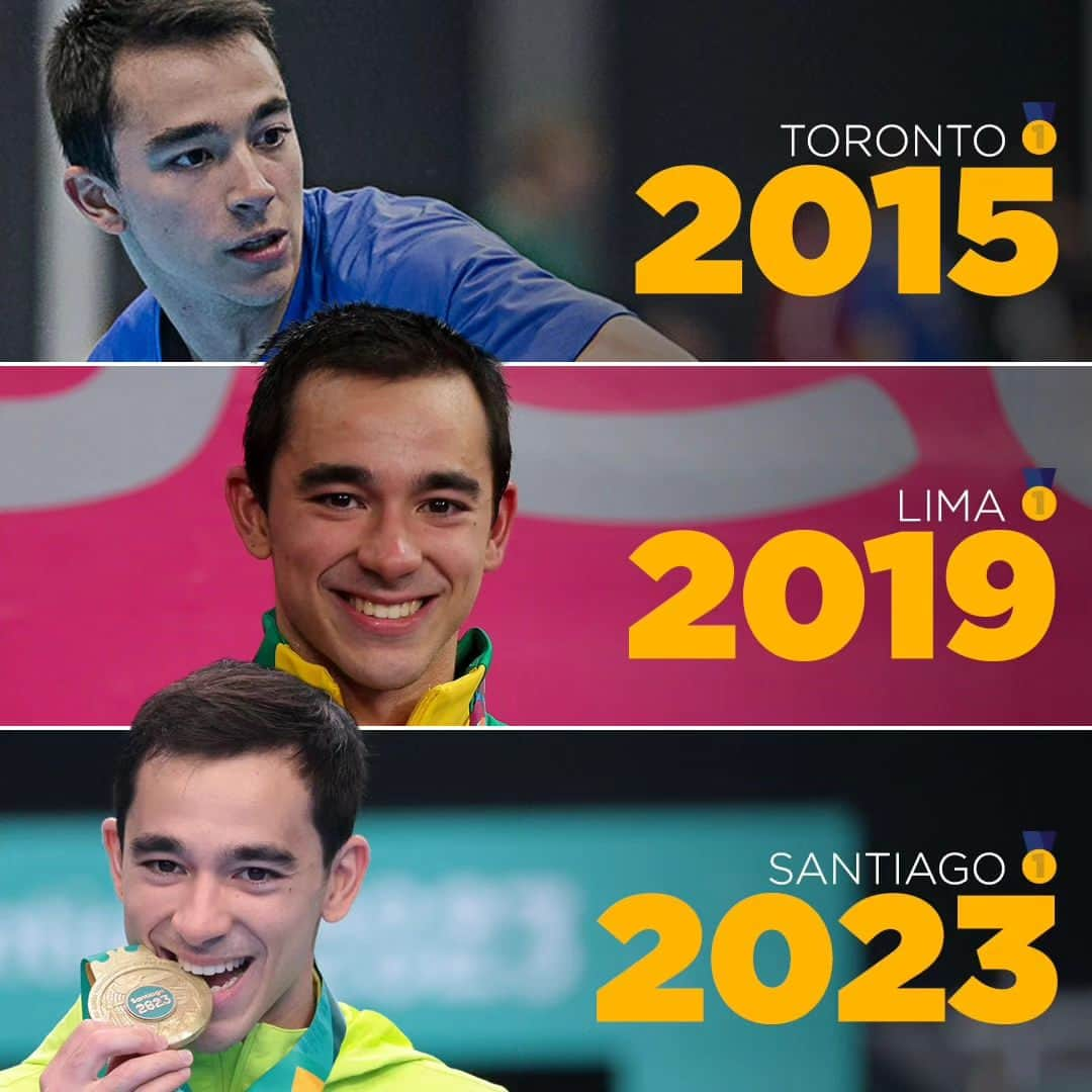 ウーゴ・カルデラノのインスタグラム：「O primeiro TRICAMPEÃO individual masculino dos Jogos Pan-Americanos 🥇🥇🥇  Hugo Calderano fez história nesta noite em #Santiago2023!」