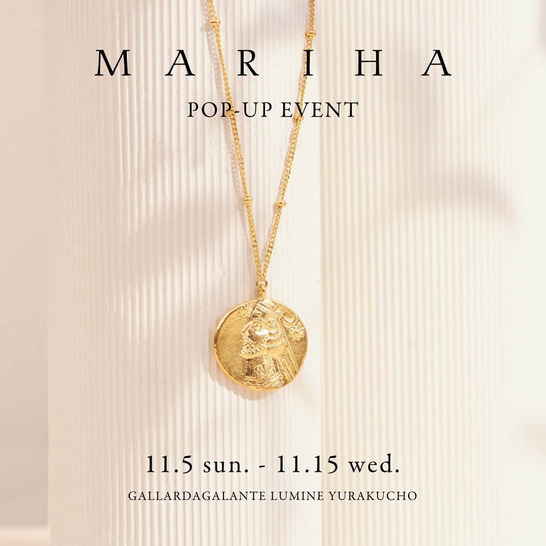 gallardagalanteのインスタグラム：「. MARIHA POP-UPイベント  🔸11月3日（祝・金）　ONE DAY ONLY 開催店舗：GALLARDAGALANTE 丸の内店  🔸11月5日（日）～11月15日（水） 開催店舗：GALLARDAGALANTE ルミネ有楽町店  デザイナーMarie Westonが世界中から選び抜いた美しい天然石をジュエリーに仕上げたアイコニックな天然石ジュエリー「Earth Drops」シリーズをはじめ、アンイーブンシェイプの天然石がスタイリッシュな「Organic Gems」シリーズの希少な1点物リング、Silverラインからは、自分を象徴する石を選んで身に着けていただきたい「Signature Collection」のリングなど、カラーストーンジュエリーのラインナップを拡充してご紹介します。  またコインモチーフで人気の「Ancient Memories」ネックレスもデザインを多数ご覧いただけます。タイムレスで繊細な魅力あふれるEssentialラインのK18ジュエリーは、「願い事」や「時の砂」など、定番で人気の高いシリーズが多数揃います。  ぜひこの機会にご来店ください。  ※商品の数には限りがございます。詳細につきましては、店舗までお気軽にお問合せください。   GALLARDAGALANTE 丸の内店 東京都千代田区丸の内２丁目４－１ 丸の内ビルディング 2F TEL: 03-5220-7048 営業時間　11：00～20：00  GALLARDAGALANTE ルミネ有楽町店 東京都千代田区有楽町２丁目５－１ ルミネ有楽町Ⅰ 3F TEL: 03-6268-0560 営業時間　11:00～21:00  #gallardagalante #ガリャルダガランテ  #mariha #マリハ#ジュエリー #jewelry #popupevent」