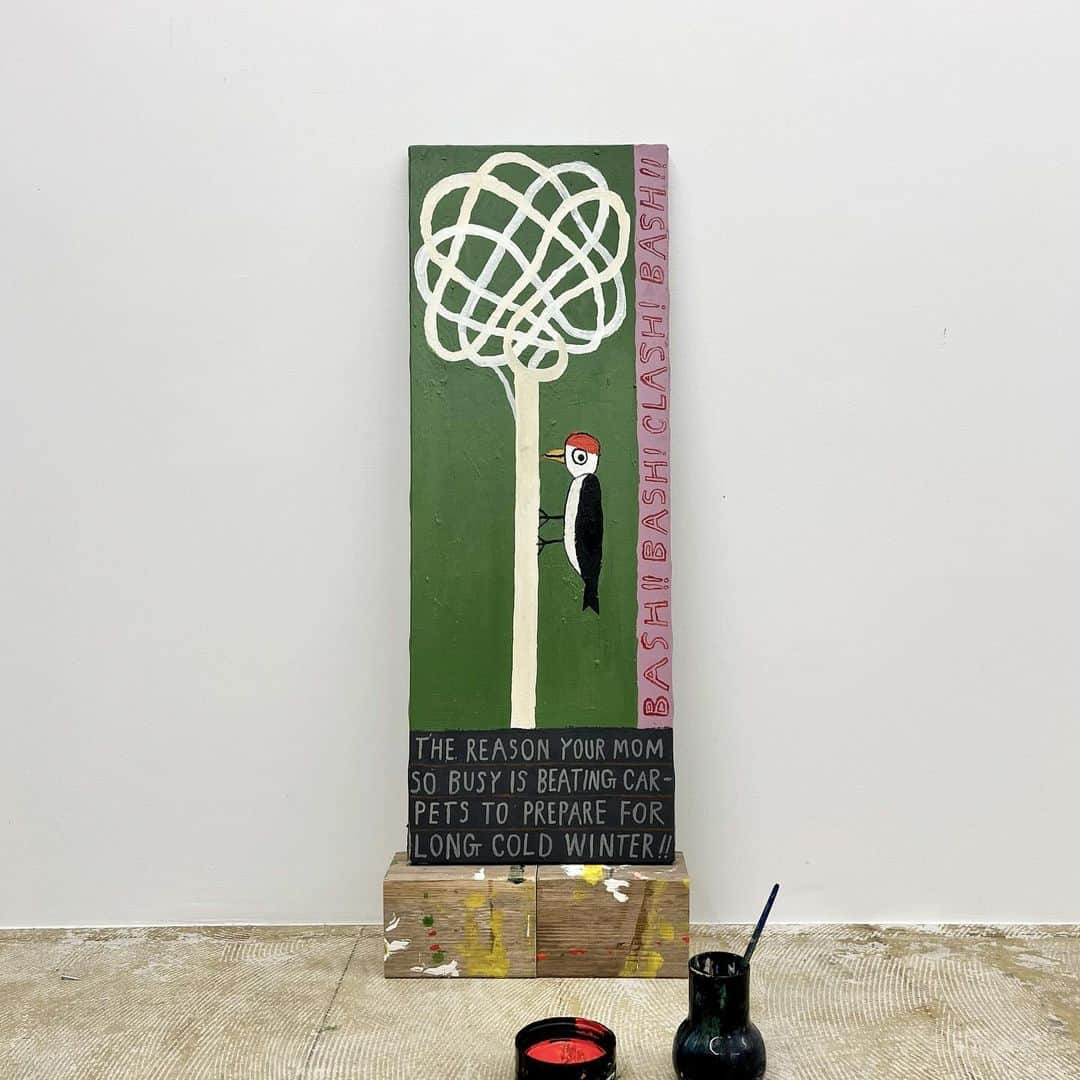 Mogu Takahashiさんのインスタグラム写真 - (Mogu TakahashiInstagram)「Carpet Beater 245x655mm, acrylic and oil pastel on canvas / 2023 #mogutakahashi」11月2日 18時46分 - mogutakahashi