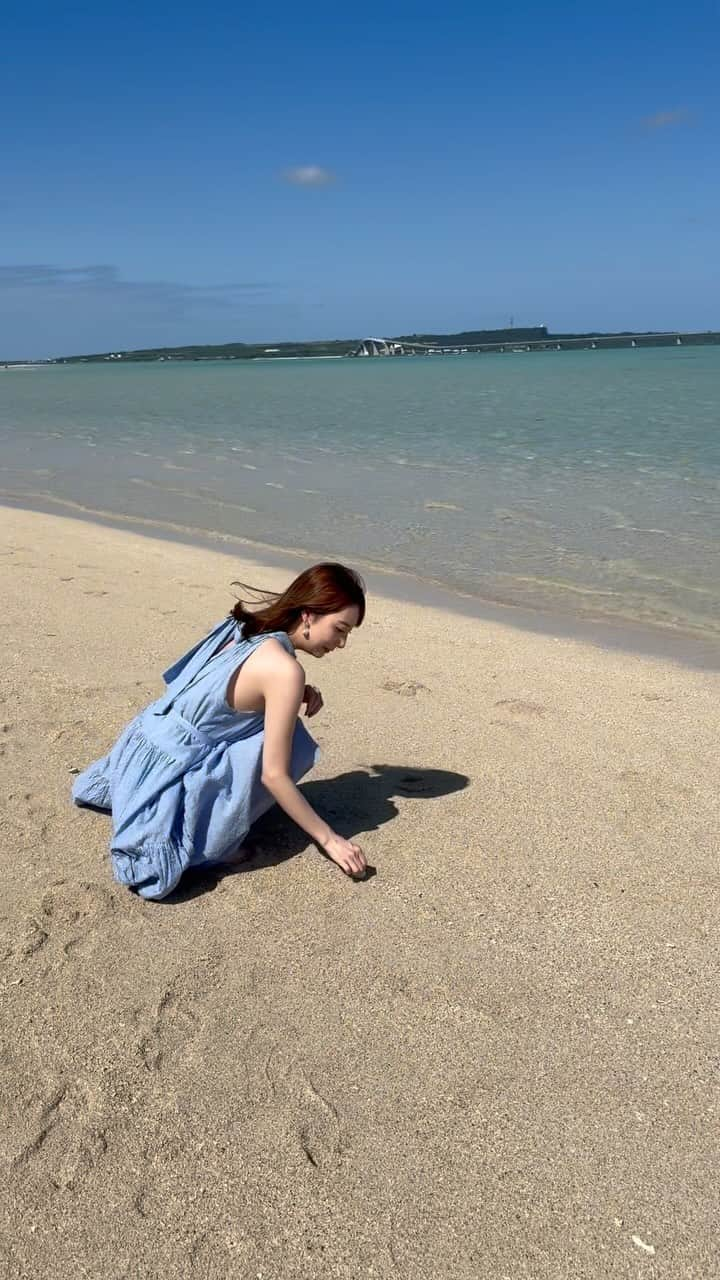 堀みづきのインスタグラム：「初ユニの浜🏖️🌊💙  #宮古島#宮古ブルー#ユニの浜#幻の島#無人島」