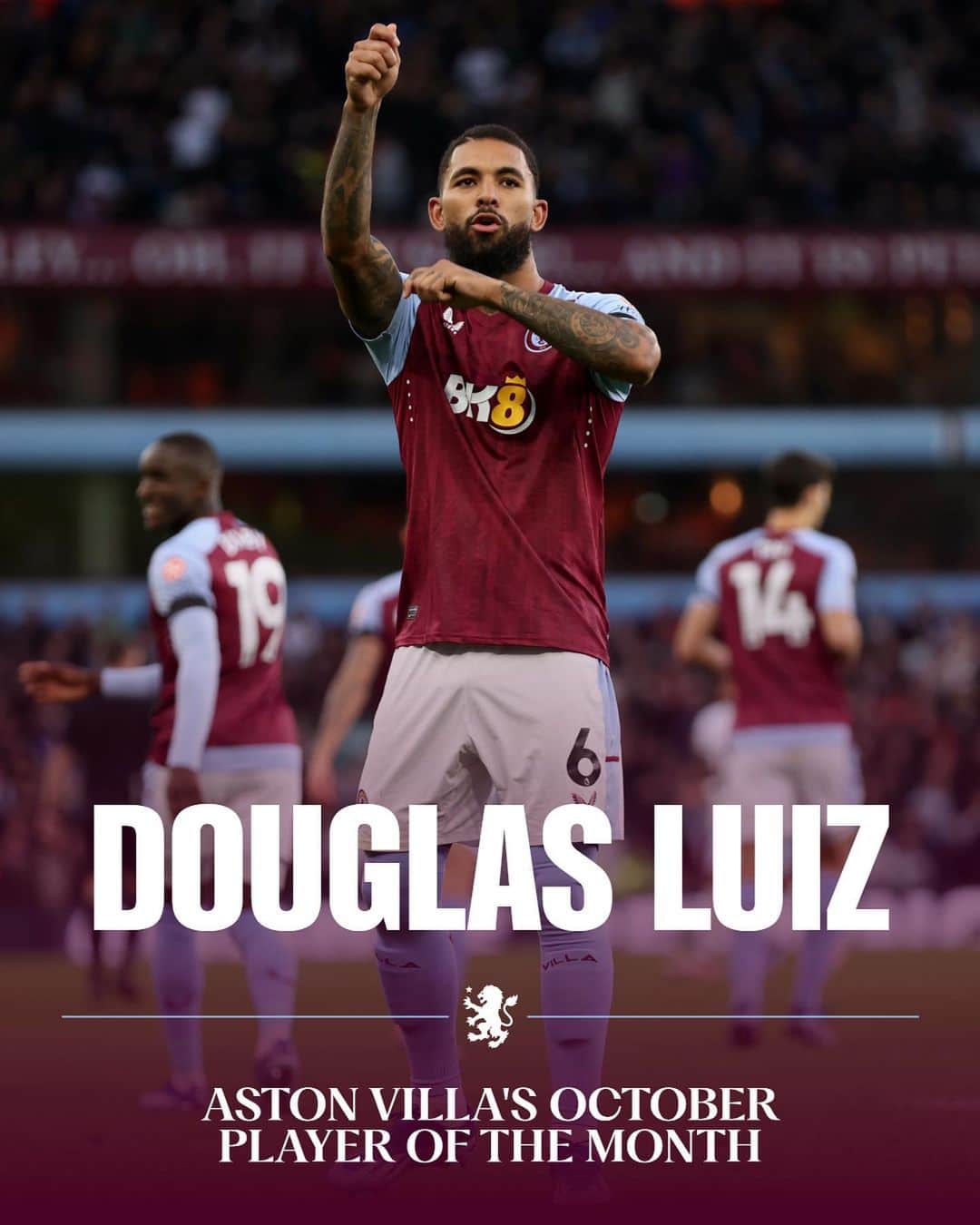 アストン・ヴィラFCのインスタグラム：「Douglas Luiz is your Player of the Month for October! 🔥」