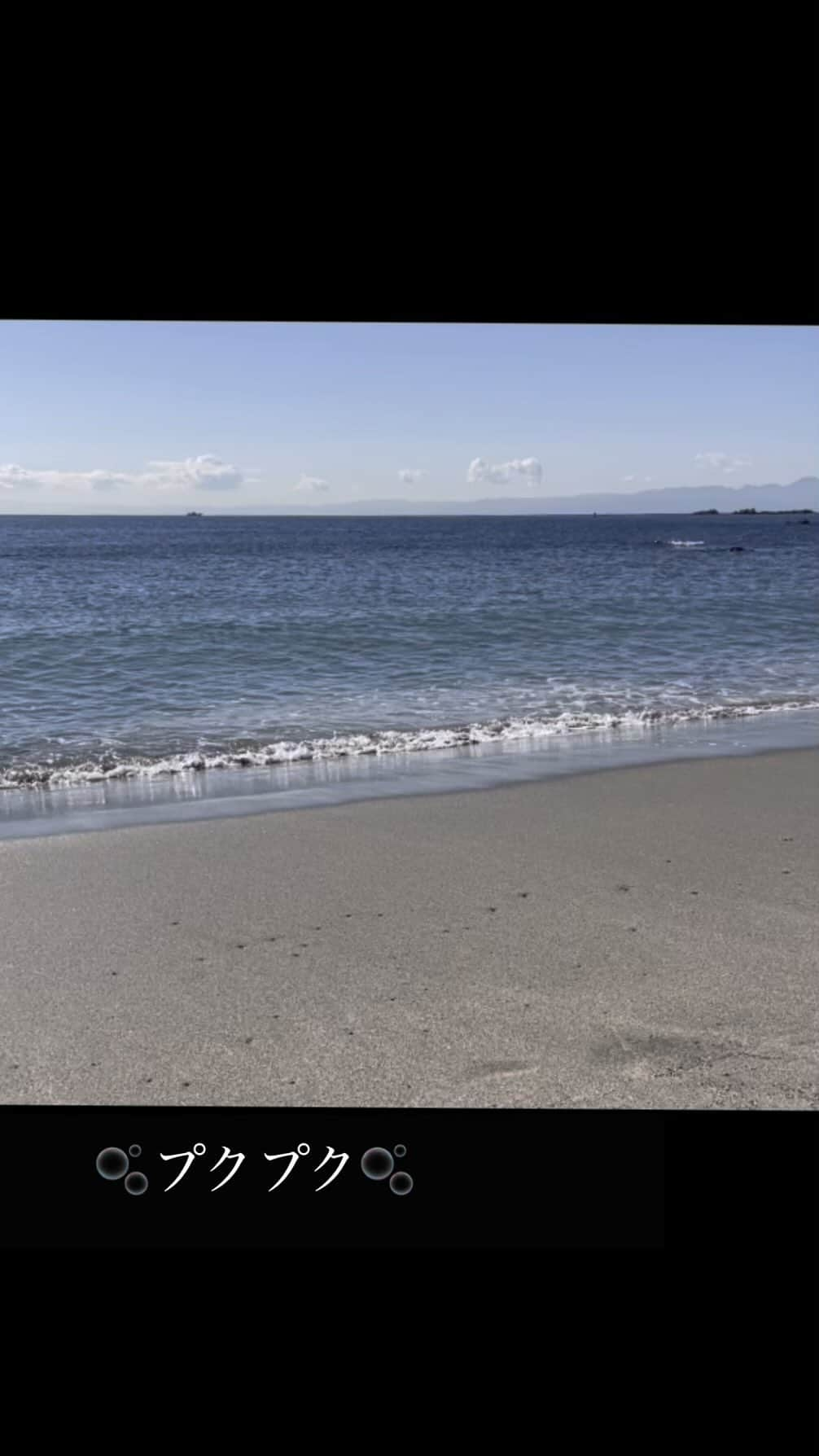 宮原巻由子のインスタグラム：「波の音🌊とバブル🫧の可愛いプクプク音🥰 この中に貝🐚か蟹🦀がいる？  #還暦 #シニア と#シニア犬  #海岸散歩　 #海辺の暮らし　 #葉山歩き #葉山ごみゼロ　 #ストレスリリーフ #ストレス軽減  #のんびり #頑張りすぎない」