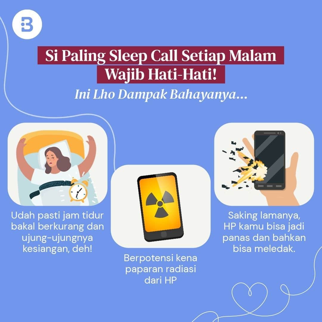 のインスタグラム：「Termasuk orang yang wajib sleep call setiap malam sama ayang?🤪  Bukannya ngelarang, tapi mending jangan lama-lama deh kalo beauties gak mau kena dampak ini. 🙅🏻‍♀️  Mention deh ayang atau temen kamu yang sukanya sleep call setiap malem!🫣 —-- Jangan lupa untuk follow @Beautynesia.id  untuk berita menarik seputar wanita dan lainnya!  Follow juga instagram : @beautynesianews 💄 @mommyasia.id 🤰🏼👶🏻 —---- #wellness #kesehatan #infokesehatan #sleepcall #telponan #telpon #telponayang #sleepcallayang #bahayasleepcall #beautynesiaid」