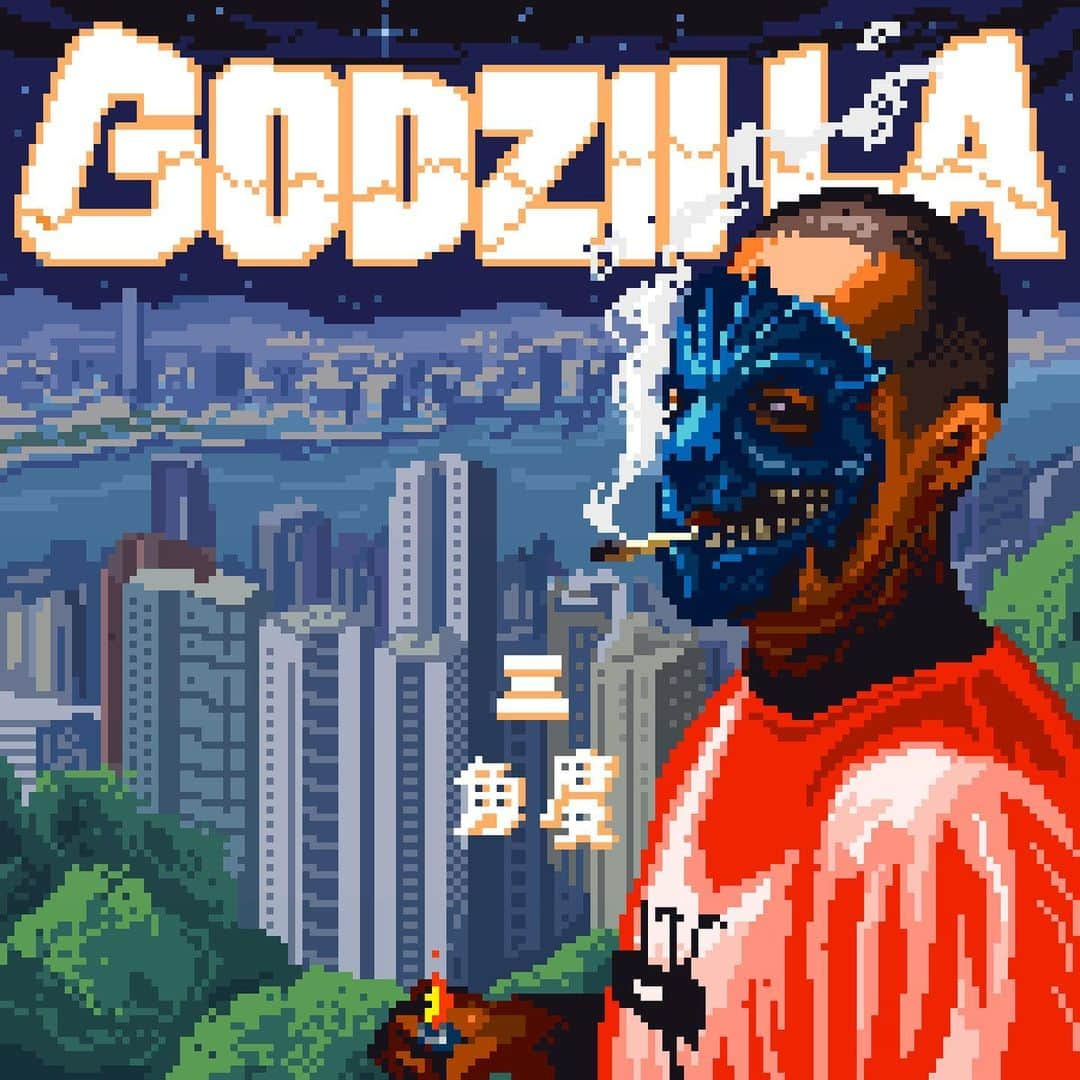 陳冠希のインスタグラム：「🦖GODZILLA - 3Cornerz📐 @edisonchen @chefcanrap @gudiii THE BEGINNING OF THE END IS NEAR !!!! FIRST SINGLE FROM THE LAST ALBUM OF THE TREACHEROUS TRIO !!!! ALBUM ARTWORK by @e.t._artist MUSICVIDEO directed by @vernieyeung SONG produced by @cinfamous OUT NOW ON THE INTERNET ON ALL PLATFORMS WORLDWIDE」