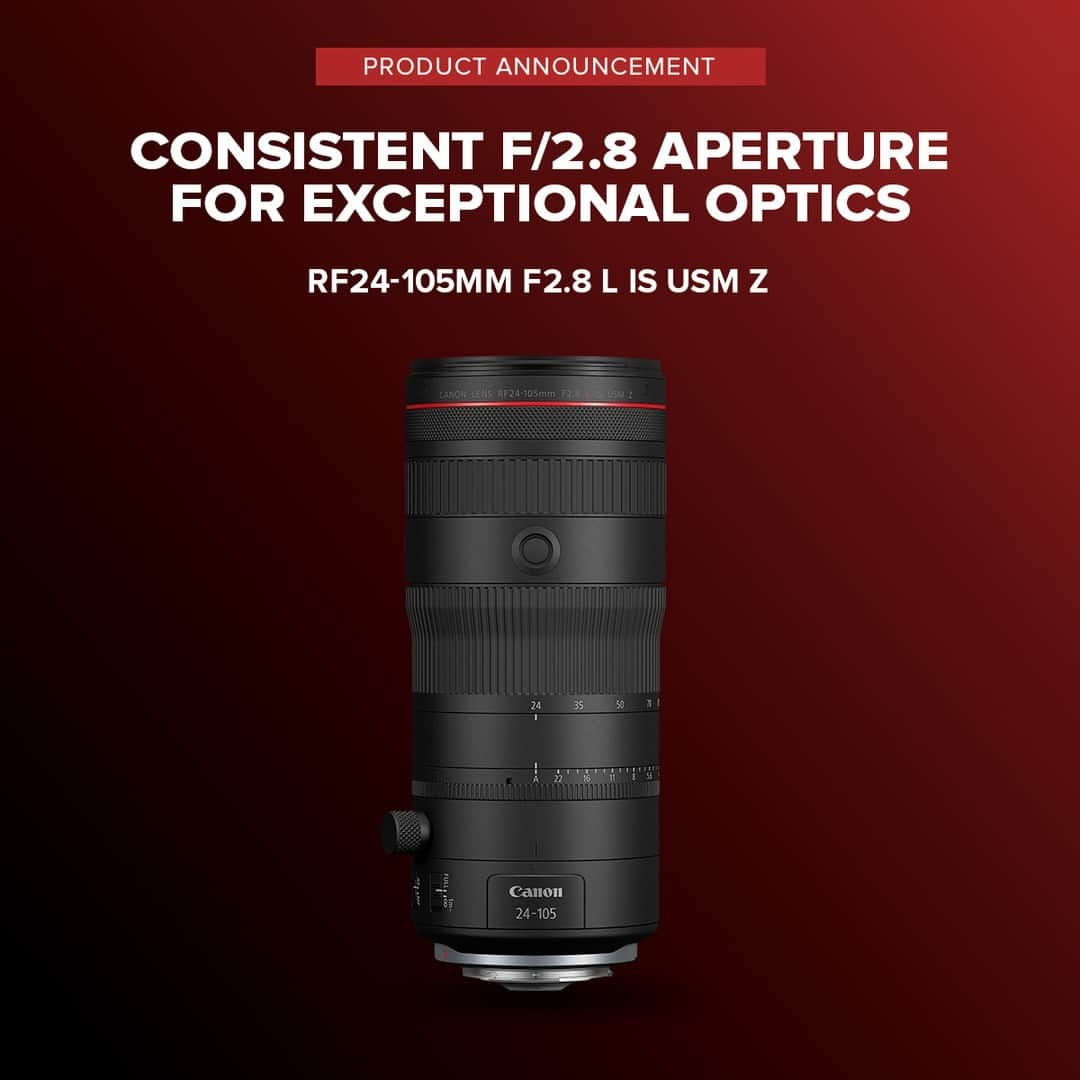 CANON USAのインスタグラム：「The new RF24-105mm F2.8 L IS USM Z lens is an incredible standard zoom solution for many different applications! With unprecedented 24–105mm coverage, and with constant f/2.8 maximum aperture, this lens excels in many areas of photography.  Learn more at the link in our bio.」