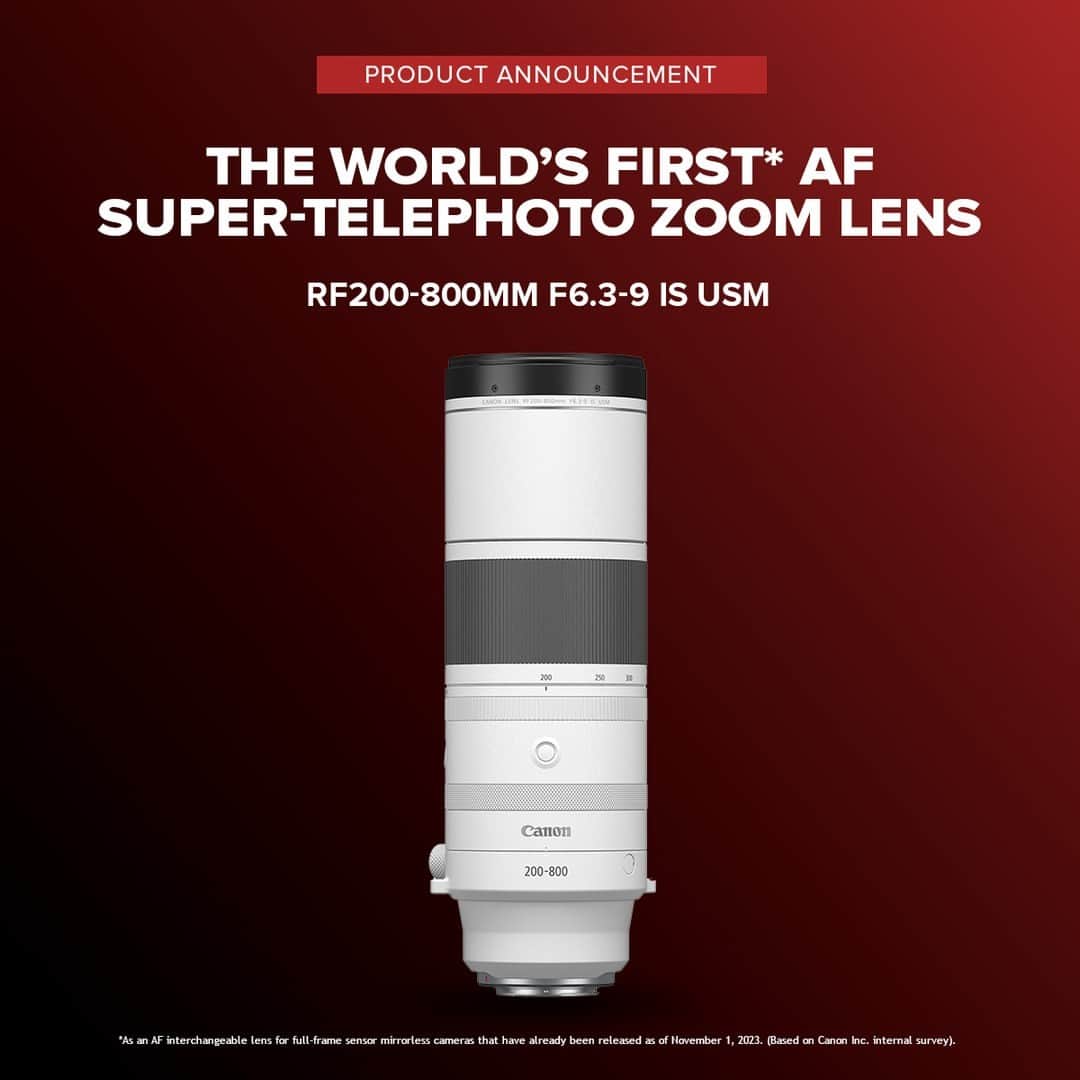 CANON USAのインスタグラム：「Meet the new RF200-800mm F6.3-9 IS USM lens! Combining a powerful zoom range from 200mm through 800mm and Image Stabilization in a portable design that can easily be handheld by many users.  Learn more at the link in our bio.」