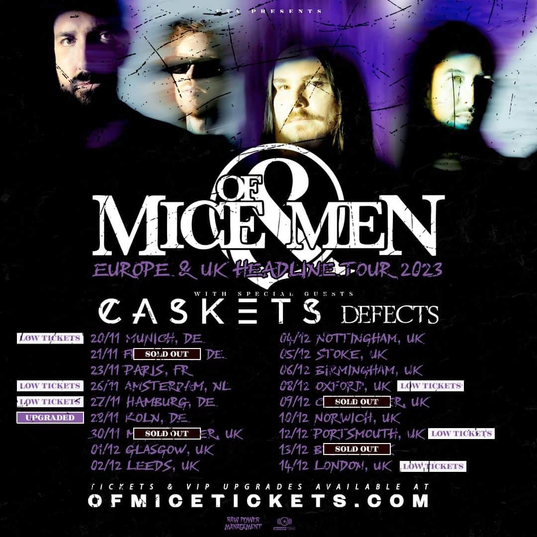 Of Mice & Menのインスタグラム：「Bristol now sold out as well & only 50 tickets left for London! Tour kicks off in less than 3 weeks so don’t sleep on it! ofmiceandmenofficial.com/live」