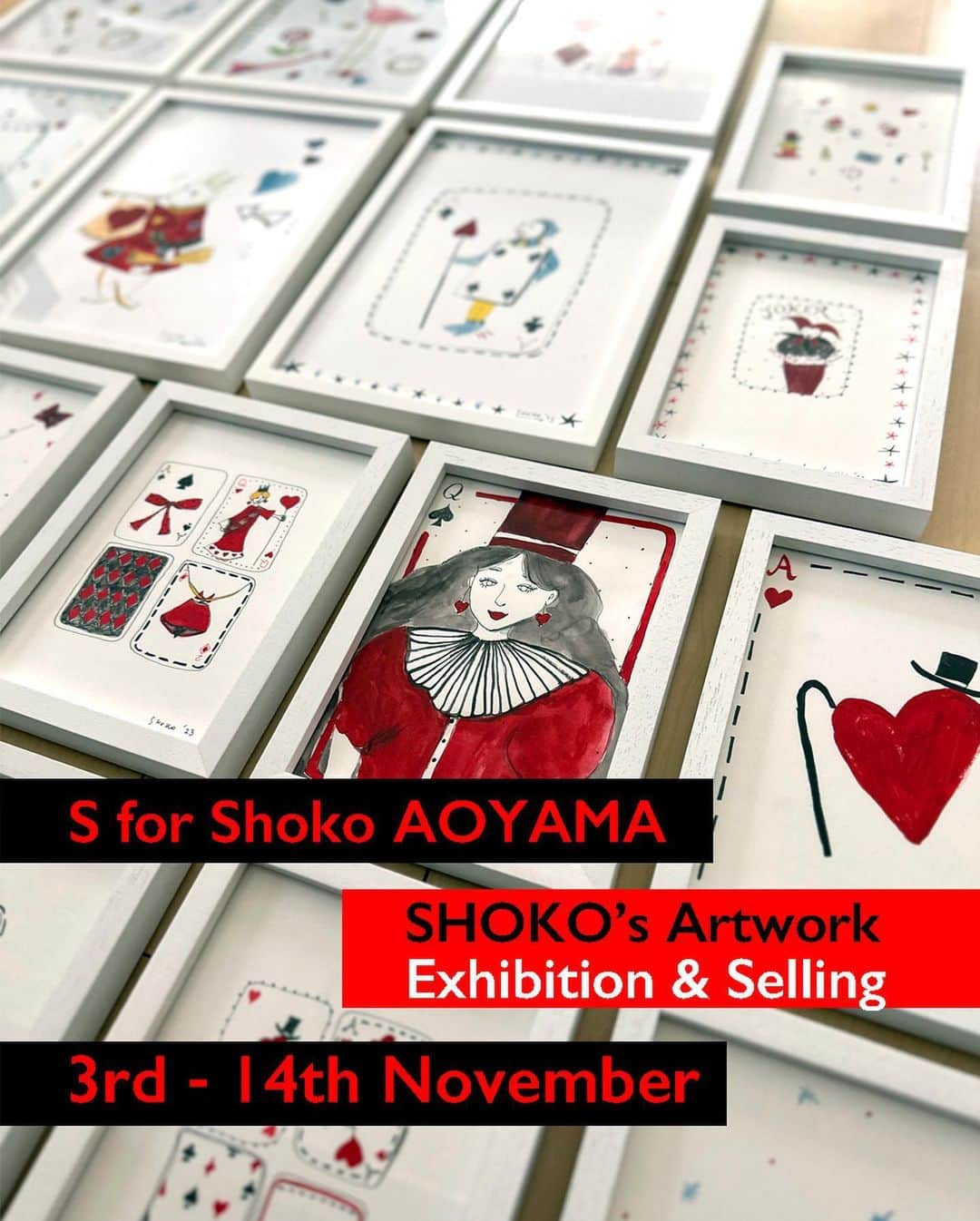 SHOKOさんのインスタグラム写真 - (SHOKOInstagram)「明日から @sforshoko 青山店では、アート展示が始まります🎨✨私の作品は新旧を展示、一部ご購入頂けます！スカーフの絵柄になった原画も見つかるかも♪ ぜひお越しください❣️  - - - - - - - 11月3日(祝・金)より「S for Shoko」青山店にて、SHOKOのアーティスト活動にフィーチャーしたアート作品展を開催致します。  デザイナーとしてブランドを立ち上げる以前からアーティストとして活動しているSHOKO。そのピースフルで自由な発想の絵画は、アニエスべーをはじめ、ポール・スミスやケイト・スペードなど世界のデザイナーたちにも注目され、数々の欧米のブランドとのコラボレーションをライフワークとして行ってきました。現在もアーティストとしてのSHOKOの作品へラブコールを送るコレクターは日本だけでなく、欧米やアジアにもファンを持ちます。  S for Shoko青山店では、この芸術の秋にSHOKOのアートワーク(原画)を展示販売するフェアを行います。水彩、アクリルがメインのアーカイヴから新作まで一気に見られるこの機会、展示作品のほとんどが購入可能です。絵画を、ご自身の部屋や職場に飾ったり、またホリデーシーズンの贈り物としてもご提案させて頂きます。ぜひご鑑賞にお立ち寄りください。  11月3日(祝・金)〜14日(火)　11時〜18時  S for Shoko AOYAMA【青山】 〒107-0062　東京都港区南青山5-6-14 TEL: 03-6277-7081」11月2日 14時10分 - shoko_london
