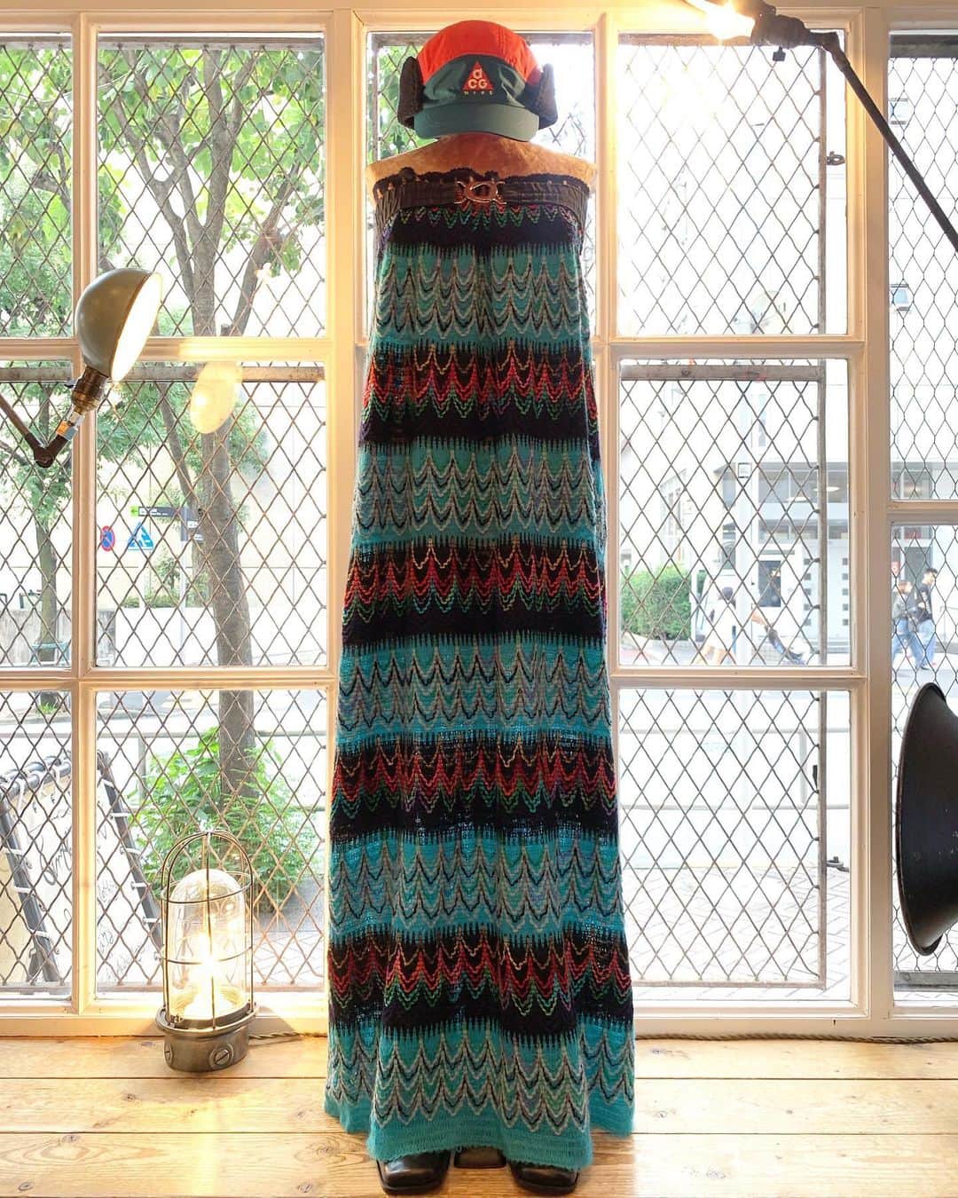 birthdeathのインスタグラム：「New Arrival  70's Knit dress  NIKE ACG boa cap  80's Belt  #birthdeath #vintage」