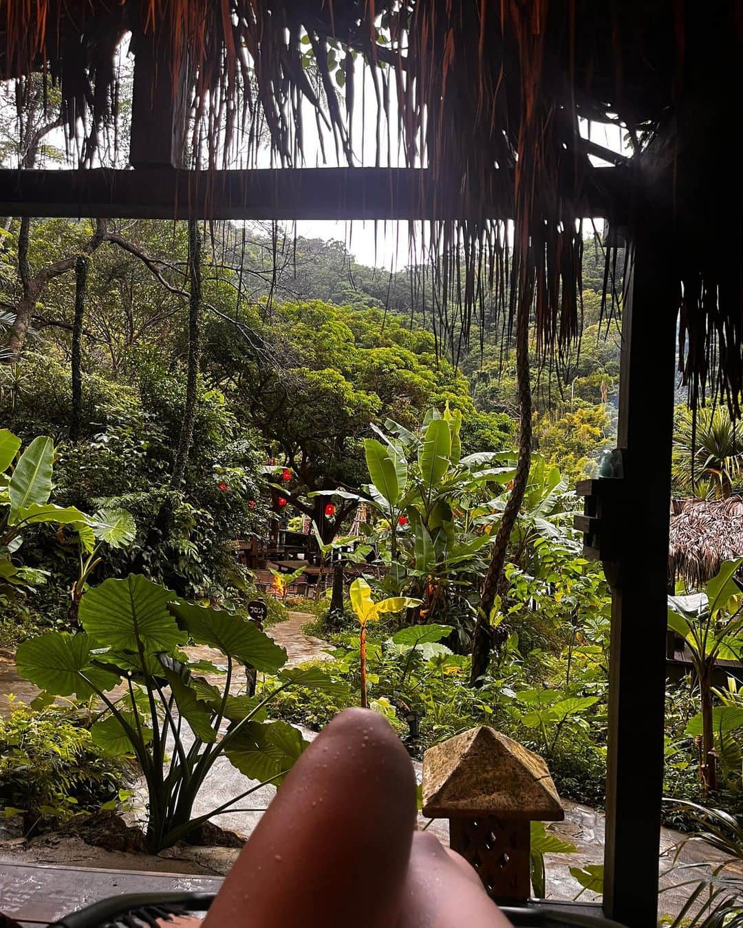 高田汐美さんのインスタグラム写真 - (高田汐美Instagram)「お気に入りの穴場サウナ🌺沖縄 いつも貸切にして、120度のバッチバチにキメ上げて修行してる(笑)  ジャングル過ぎて本当に癒される 毎回絶対大雨が降るけどそれがまた良い🌱❤️ お気に入りサウナを求めて沢山旅行します✈️  #サウナ　#サウナイキタイ　#沖縄　#亜熱帯サウナ  #ジャングル　#sauna #サウナー　#okinawa #l4l #instalike #instalove」11月2日 20時17分 - shiominniee