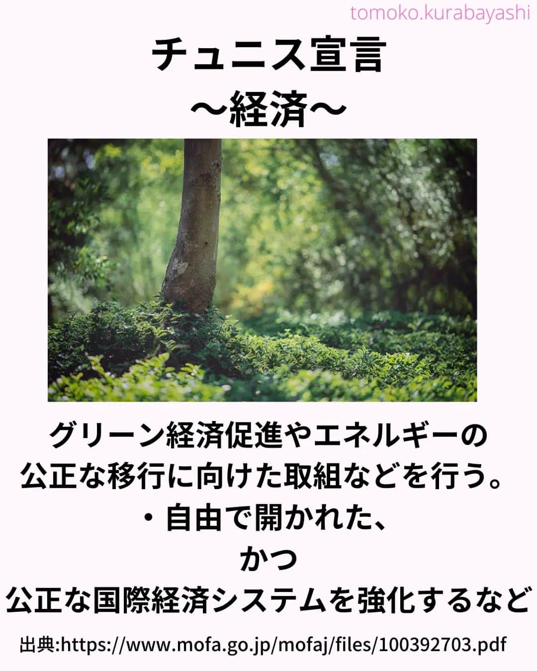 倉林知子さんのインスタグラム写真 - (倉林知子Instagram)「今日はTICAD8で採択された「チュニス宣言」の内容をご紹介します。  ❁.｡.:*:.｡.✽.｡.:*:.｡.❁.｡.:*:.｡.✽.｡.:*:.｡. ❁.｡.:*:.｡.✽.｡.: SDGsアナウンサーとして 主にSDGs関係の情報発信をしています→@tomoko.kurabayashi  オフィシャルウェブサイト(日本語) https://tomokokurabayashi.com/  Official website in English https://tomokokurabayashi.com/en/  🌎️SDGs関係のことはもちろん 🇬🇧イギリスのこと (5年間住んでいました) 🎓留学、海外生活のこと (イギリスの大学を卒業しています) 🎤アナウンサー関係のこと (ニュースアナウンサー、スポーツアナウンサー、プロ野球中継リポーター、アナウンサーの就職活動、職業ならではのエピソードなど)etc  扱って欲しいトピックなどありましたら気軽にコメントどうぞ😃 ❁.｡.:*:.｡.✽.｡.:*:.｡.❁.｡.:*:.｡.✽.｡.:*:.｡. ❁.｡.:*:.｡.✽.｡.: #イギリス #留学 #アナウンサー #フリーアナウンサー #局アナ #バイリンガル #マルチリンガル #英語 #フランス語 #SDGsアナウンサー #SDGs #アフリカ　#ticad」11月2日 21時31分 - tomoko.kurabayashi