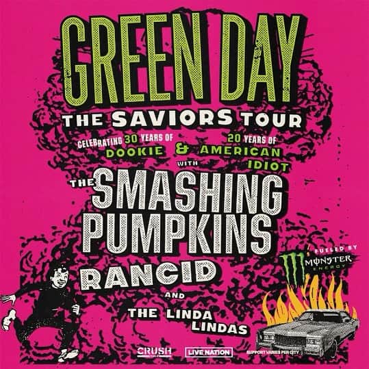 Rancidのインスタグラム：「See you next Summer out on the road with Green Day, The Smashing Pumpkins, and The Linda Lindas! Tickets on sale now! 👊  July 29 - Washington, DC August 1 - Toronto, ON August 5 - Flushing, NY August 7 - Boston, MA August 9 - Philadelphia, PA August 10 - Hershey, PA August 13 - Chicago, IL August 15 - St. Louis, MO August 17 - Minneapolis, MN August 20 - Kansas City, KS August 22 - Cincinnati, OH August 24 - Milwaukee, WI August 26 - Charlotte, NC August 28 - Atlanta, GA August 30 - Nashville, TN September 1 - Pittsburgh, PA September 4 - Detroit, MI September 7 - Denver, CO September 10 - Austin, TX September 11 - Arlington, TX September 14 - Los Angeles, CA September 18 - Phoenix, AZ September 20 - San Francisco, CA September 23 - Seattle, WA September 25 - Portland, OR September 28 - San Diego, CA」