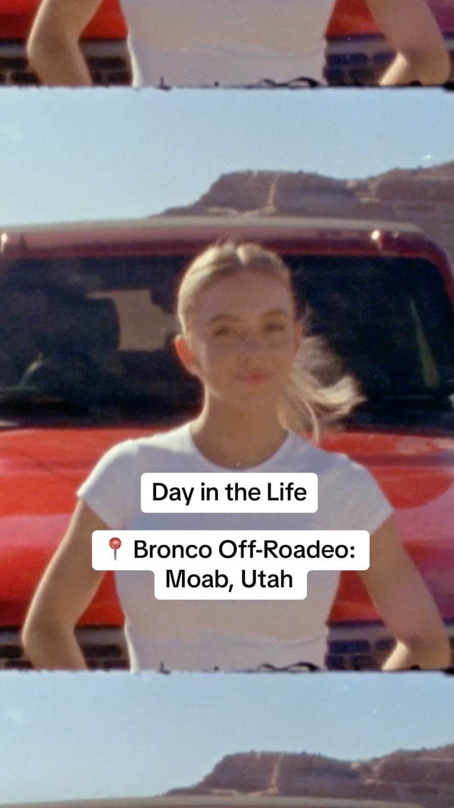 のインスタグラム：「Ford Bronco® owner @sydney_sweeney hit the trails at Bronco Off-Roadeo in Moab, Utah. Want to get your own shot behind the wheel? You’re in luck. Reserve your spot now at the link in bio. #broncooffroadeo」