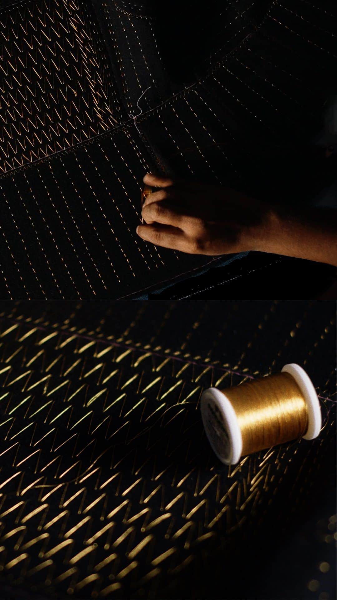 ドリス・ヴァン・ノッテンのインスタグラム：「AUTUMN WINTER 2023 CRAFTSMANSHIP  Gold yarn hand-embroidery echoes traditional tailoring construction techniques.   #DriesVanNoten #DVNAW23」