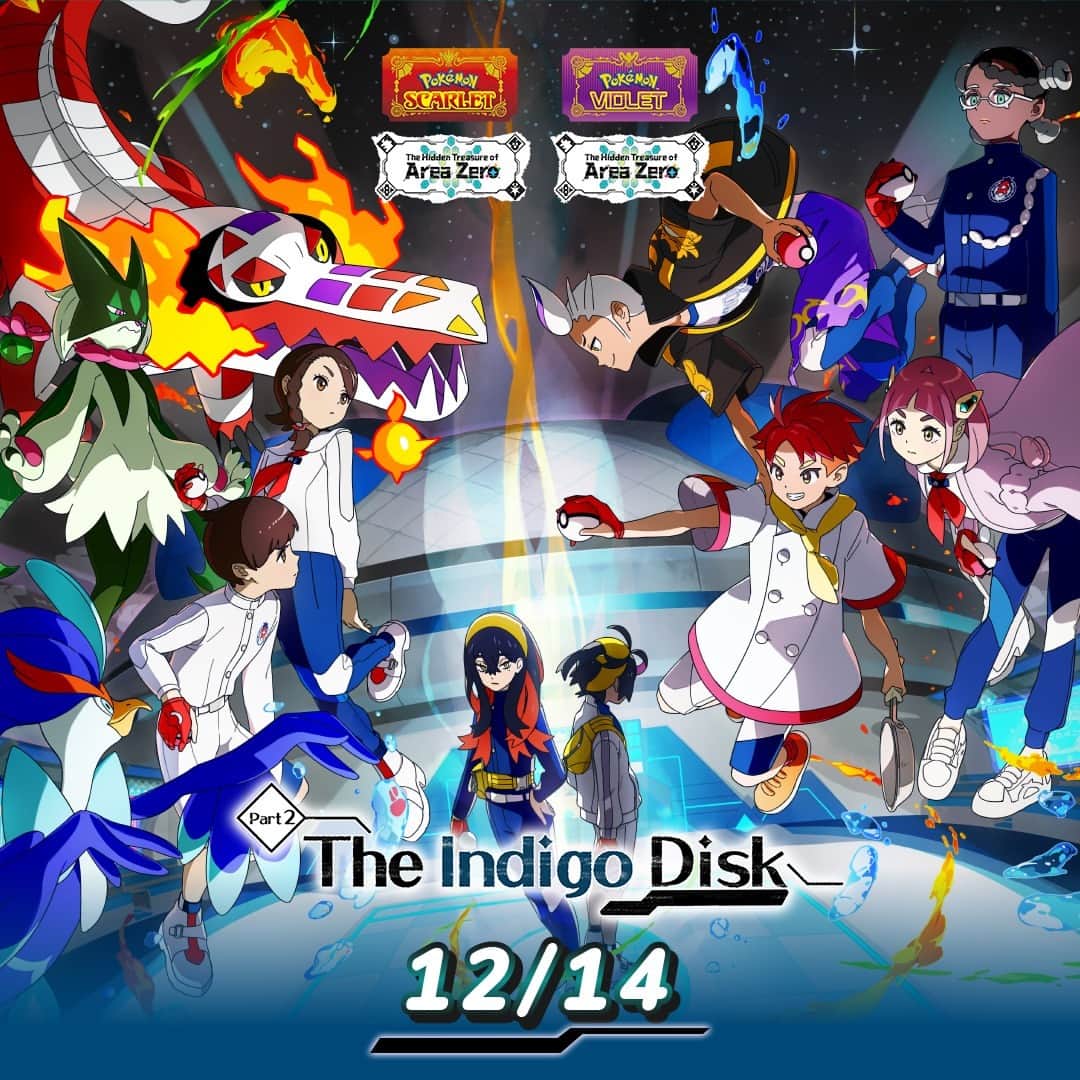 任天堂アメリカのインスタグラム：「Trainers! Be sure to complete the storyline in Pokémon Scarlet or Pokémon Violet in order to play #PokemonScarletViolet The Hidden Treasure of Area Zero Part 2: The Indigo Disk DLC on 12/14! #NintendoSwitch」
