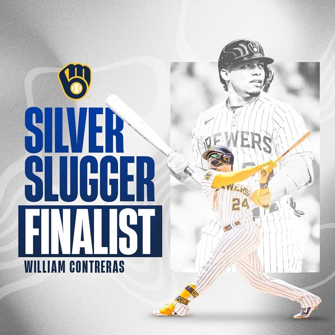 ミルウォーキー・ブルワーズのインスタグラム：「Catchers who rake 🔥   @williamcontreras42 is a finalist for the NL Silver Slugger Award at C!」