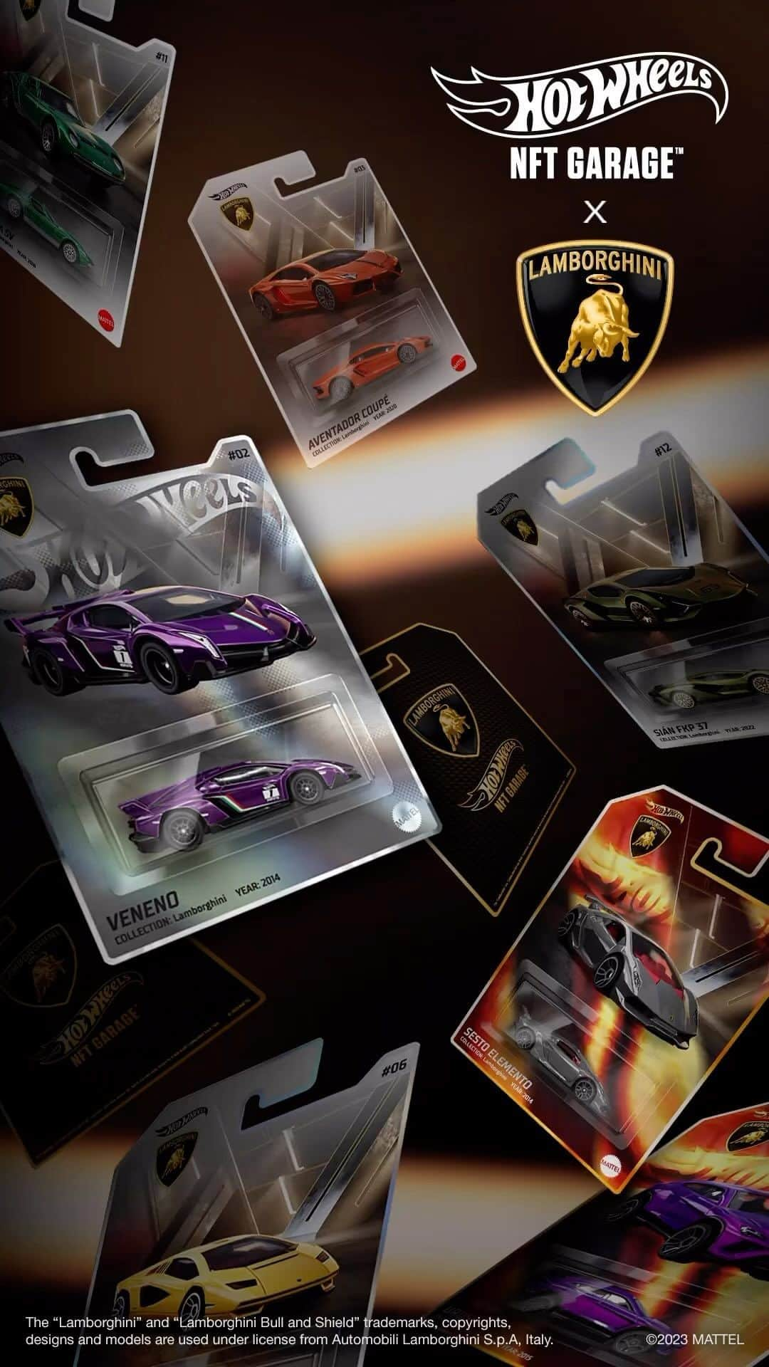 Hot Wheelsのインスタグラム：「Luxury goes digital.  Our Lamborghini feature drop opens today at 9am. Collect or trade high-octane packs and build your collection. Available at MattelCreations.com. #HotWheels」