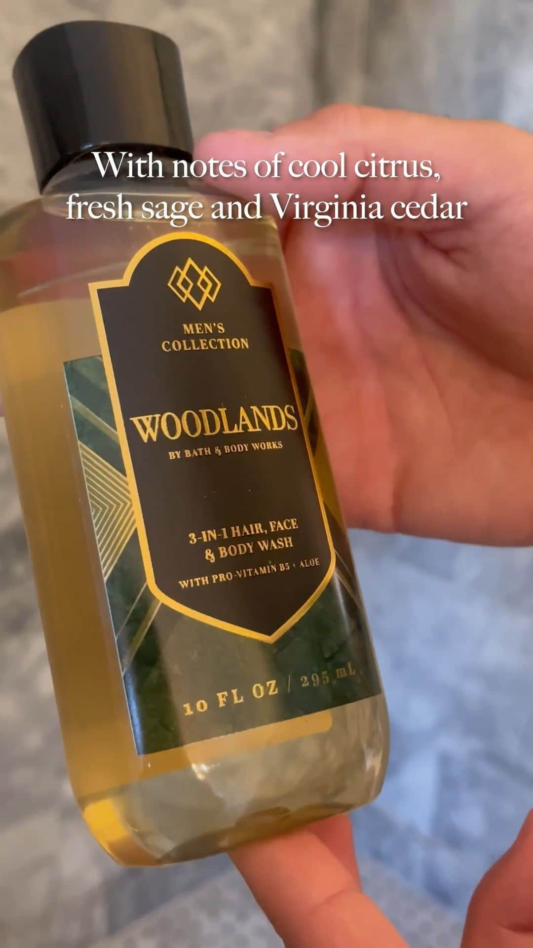 Bath & Body Worksのインスタグラム：「🆕 Woodlands 🌲 is transporting us to a cozy cabin weekend! With an earthy, rich blend of cool citrus, fresh sage, and Virginia cedar you can step into the woods anytime.   Drop a 🪵 if you'll be giving the gift of The Men’s Shop this holiday season? ⤵」