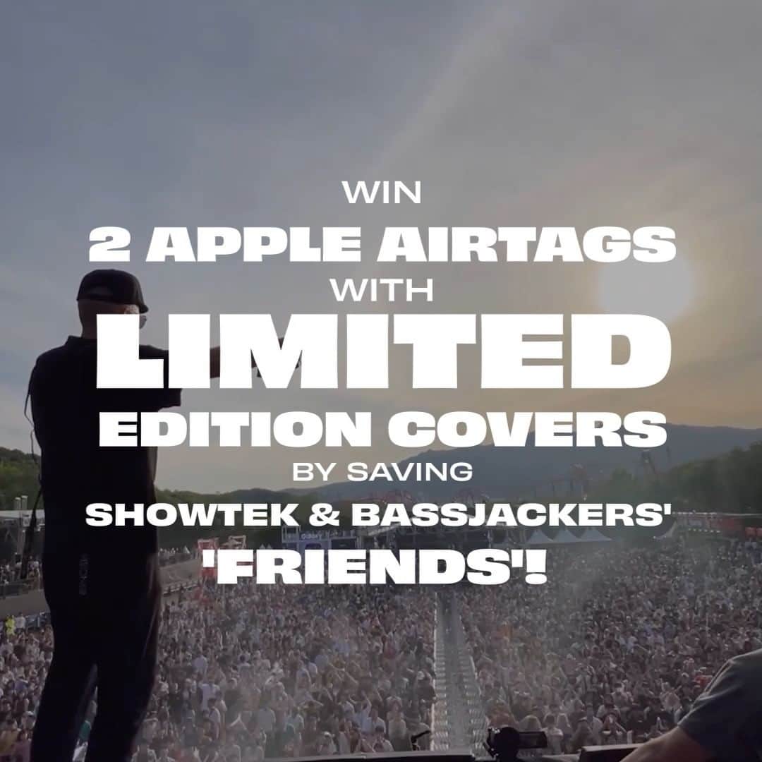 Spinnin' Recordsのインスタグラム：「Never lose your friends at a festival again! Save @showtek & @bassjackers's new party anthem 'Friends' and get the chance to win 2 AirTags with customised cases featuring the track's logo💥   🔗 More info at the link in bio.」
