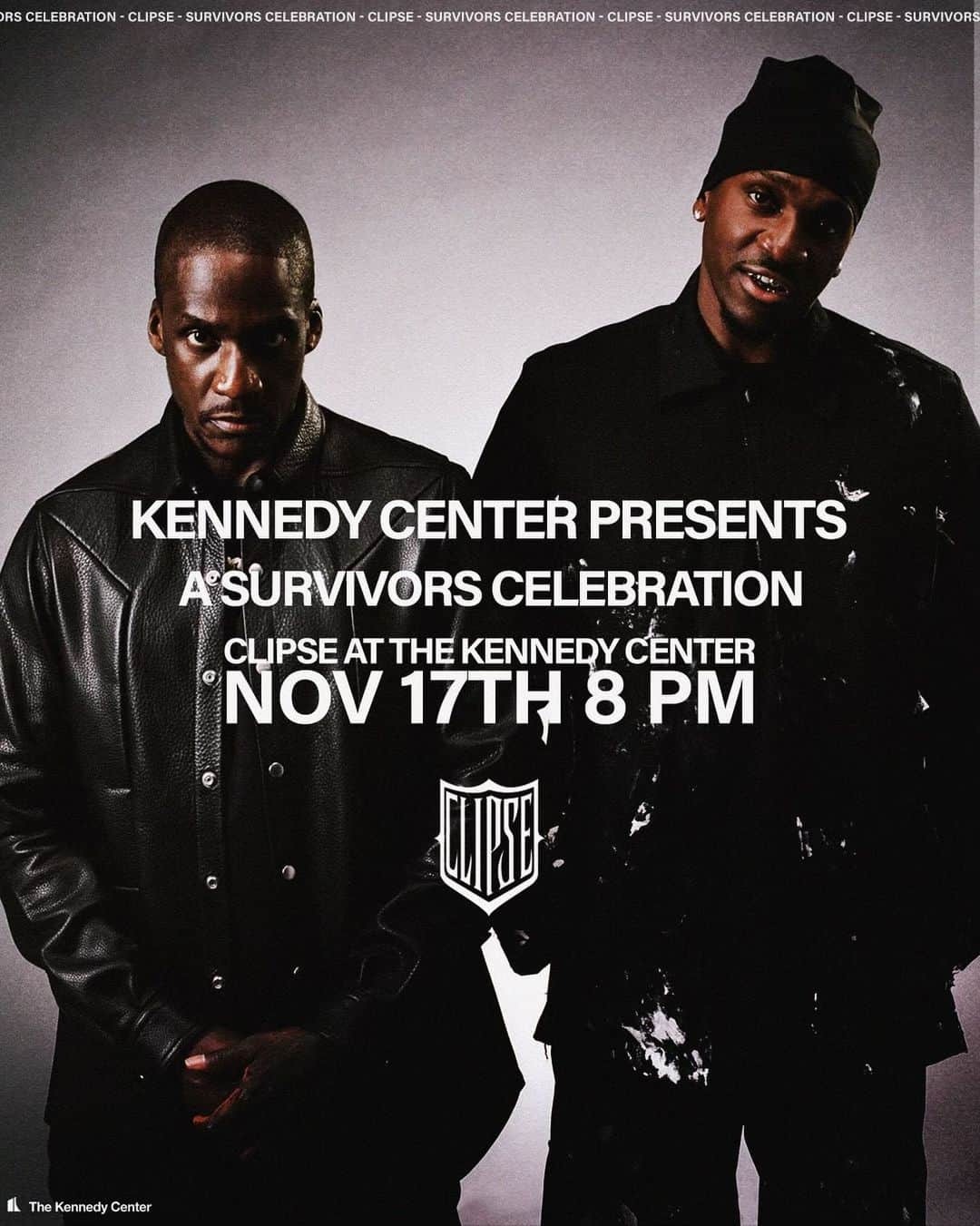 プシャ・Tのインスタグラム：「11/17/23   THE KENNEDY CENTER 2700 F STREET NW. WASHINGTON DC  A SURVIVORS CELEBRATION   COME JOIN THE CLIPSE AS WE CELEBRATE THE LIFE, TIMES, AND INSPIRATIONS OF OUR MUSICAL JOURNEY. WE ARE ALL SURVIVORS, AND ON THIS SPECIAL NIGHT, WE WILL TOAST TO THE LIFE…AS ONE.  THE ONLY DRESS CODE IS FRESH CODE…  (TICKET LINK IN BIO)」