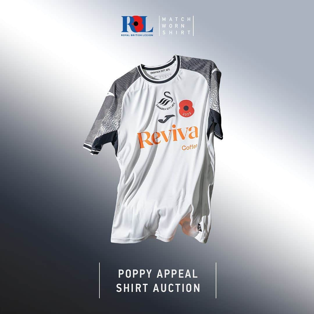 スウォンジー・シティAFCのインスタグラム：「❤️ We are proud to show our support for @royalbritishlegion’s Poppy Appeal.  We will wear poppy-adorned shirts in Saturday's fixture 🆚 Sunderland.   The shirts will be signed and auctioned, allowing  supporters to own a unique piece of sporting memorabilia.  More info on our website.」