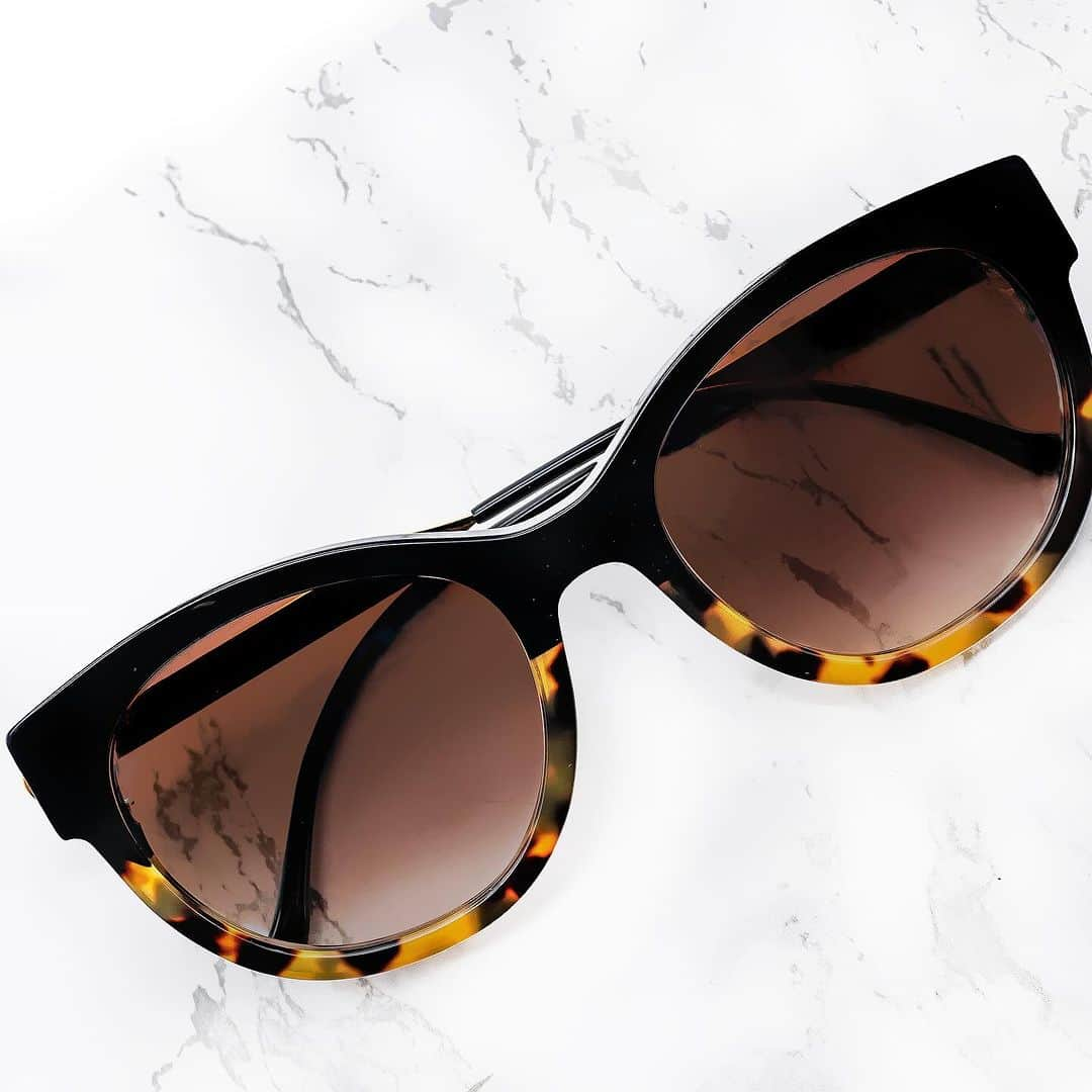 ティエリー ラスリーのインスタグラム：「the THIERRY LASRY “PEACHY” sunglasses in black & tortoise shell acetate w/ gradient brown lenses #thierrylasry #handmadeinfrance」