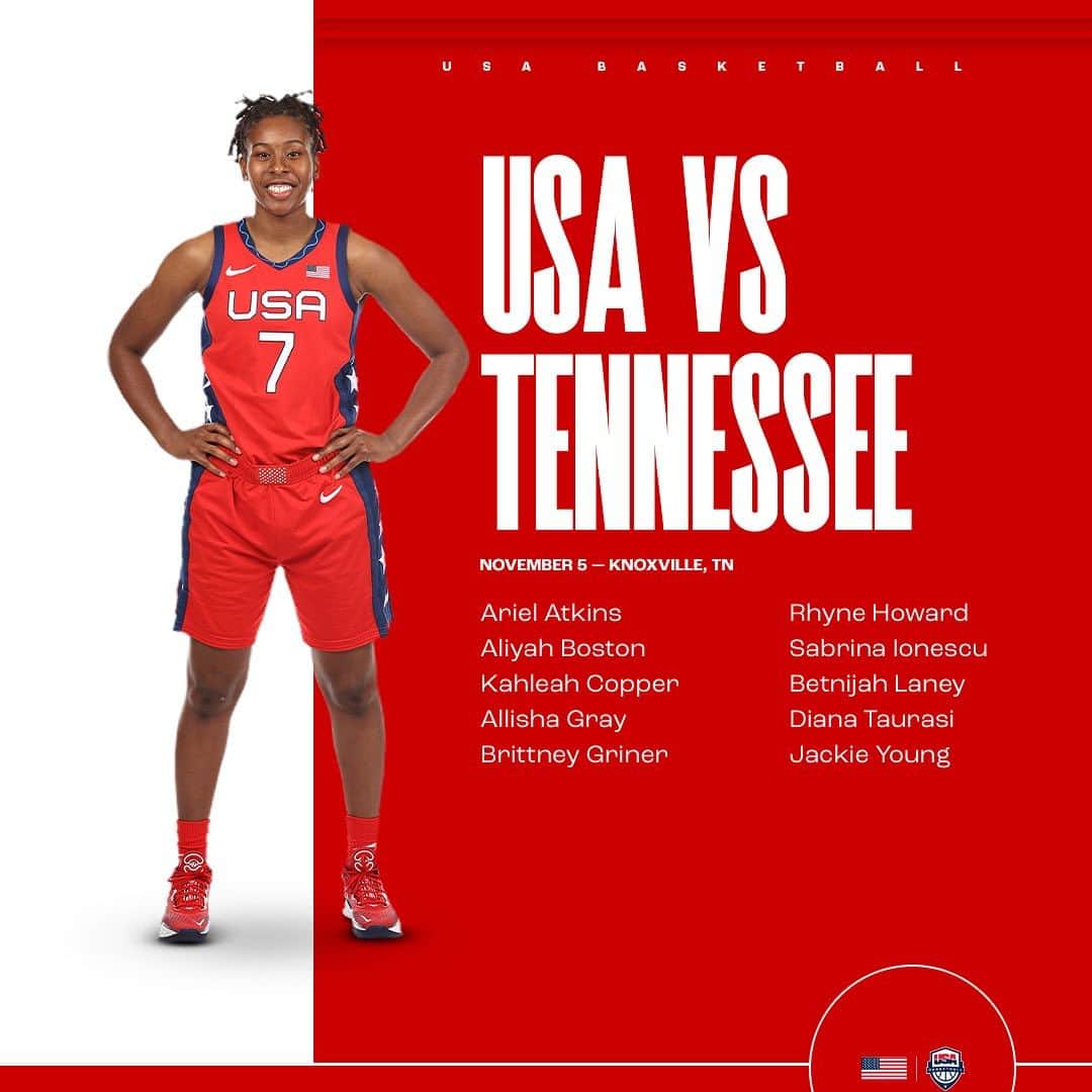 USA Basketballさんのインスタグラム写真 - (USA BasketballInstagram)「The 🇺🇸 #USABWNT roster for this weekend’s exhibition vs 🧡 @ladyvol_hoops (11/5, 6 pm ET, SEC Network)」11月3日 2時41分 - usabasketball