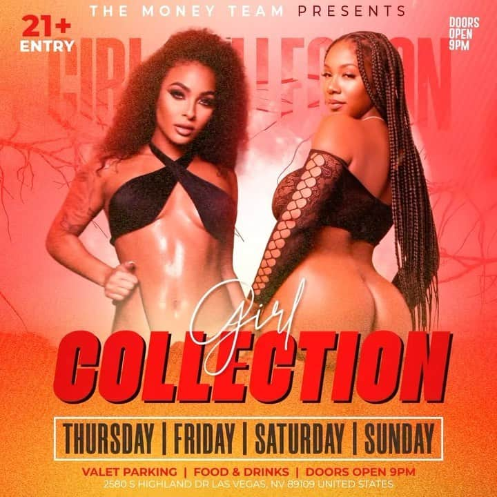 フロイド・メイウェザー・ジュニアのインスタグラム：「GIRL COLLECTION IS THE PLACE TO BE IN VEGAS ALL WEEKEND LONG  DOOR OPENS @ 9:00pm   •THURSDAY •FRIDAY •SATURDAY •SUNDAY  Must be 21 To Enter.  Ladies are welcome with or without male companion.  Come party at the best most luxurious venue in Las Vegas “Girl Collection”  GIRL COLLECTION 2580 S Highland Dr Las Vegas, NV 89109 1 -(844) 447-5758  #GirlCollection」