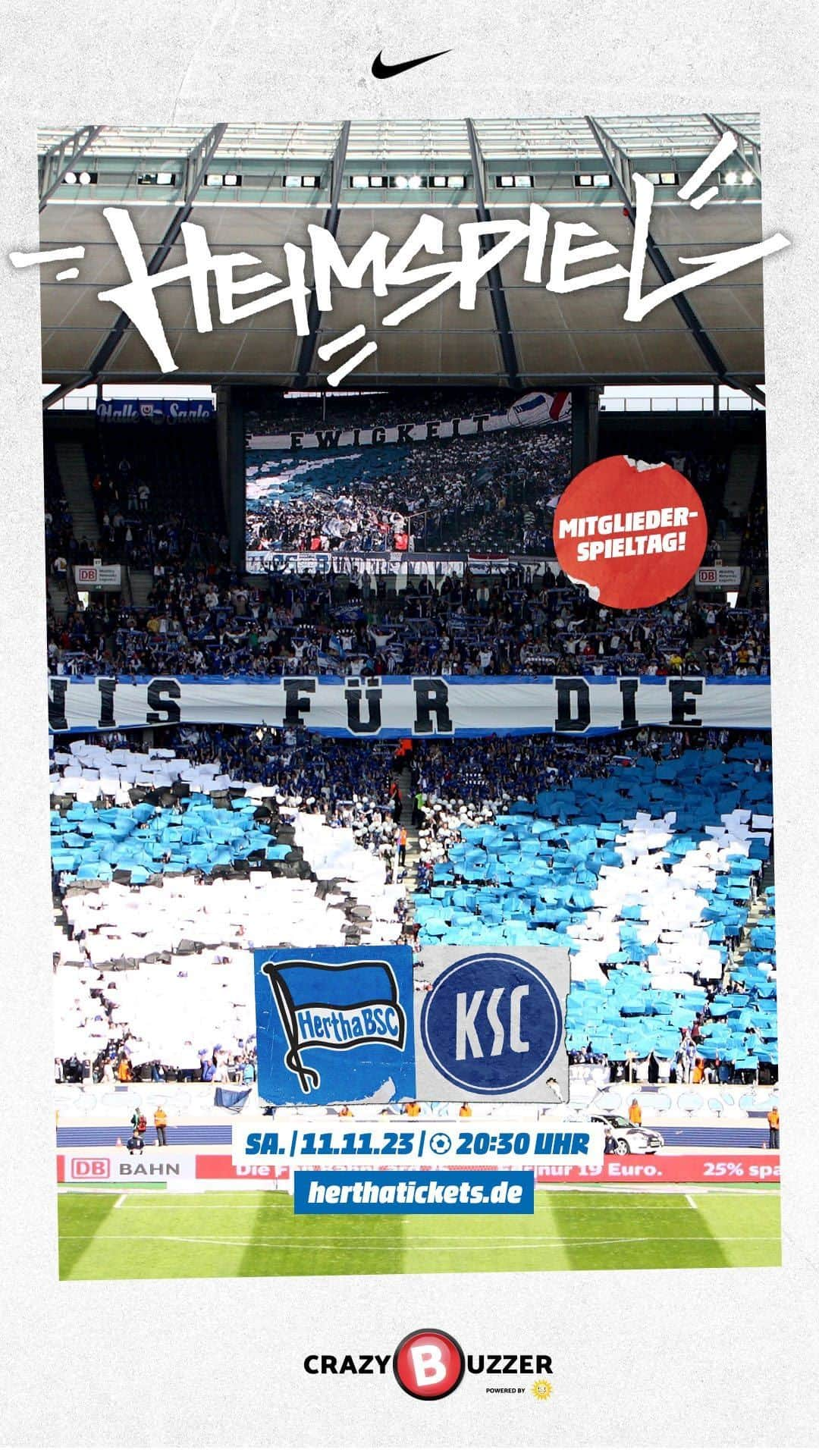 ヘルタ・ベルリンのインスタグラム：「@karlsruhersc 💙🤍  #BSCKSC #HaHoHe」