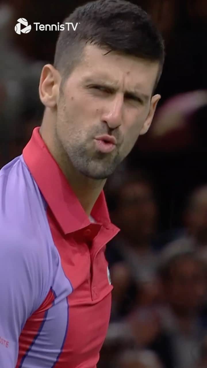 ノバク・ジョコビッチのインスタグラム：「Smooooth as you like 😲 @djokernole impressing himself! . #tennis #tennistv #atp #sport #Djokovic #RolexParisMasters」